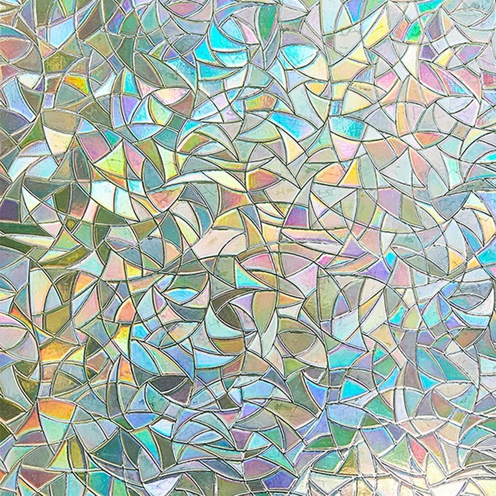 LEMON CLOUD Window Privacy Film, Rainbow Stained Glass Cling,17.5″ x 78.7″