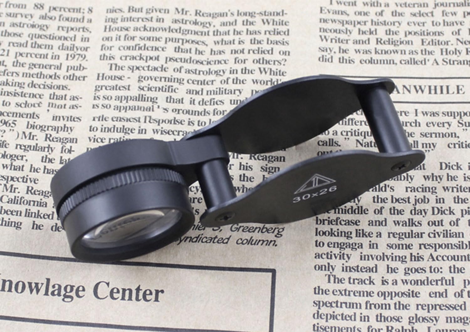 Mini 20X Folding Pocket Magnifier with Metal Case - Portable Reading Magnifying Glass for Inspection, Jewelry, Coins, Hobby, Travel