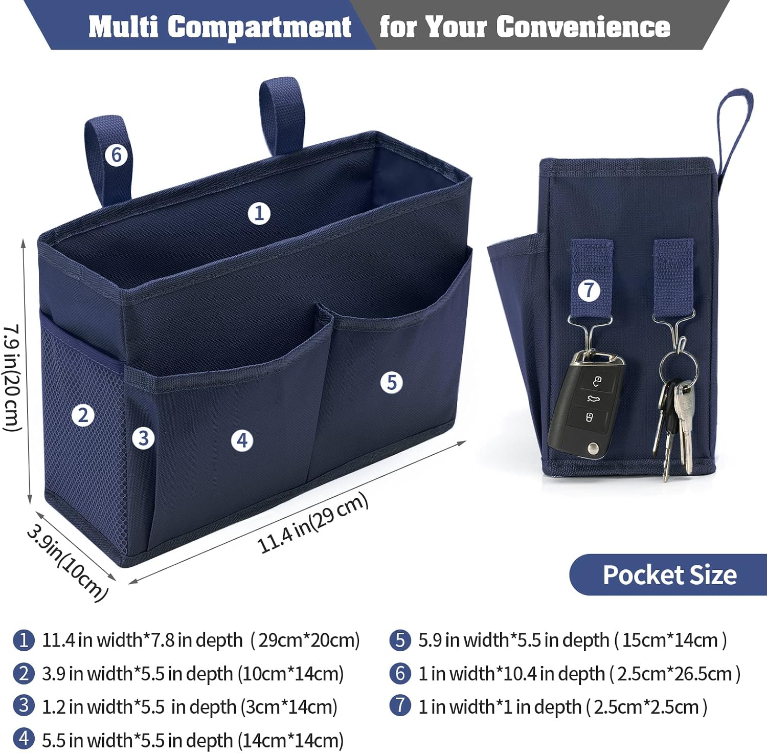 Bseash Bunk Bed Organizer, Bedside Caddy Hanging Bed Organizer Storage Bag 8 Pockets, for College Dorm Rooms Bed, Hospital Bed, Baby Bed Rails