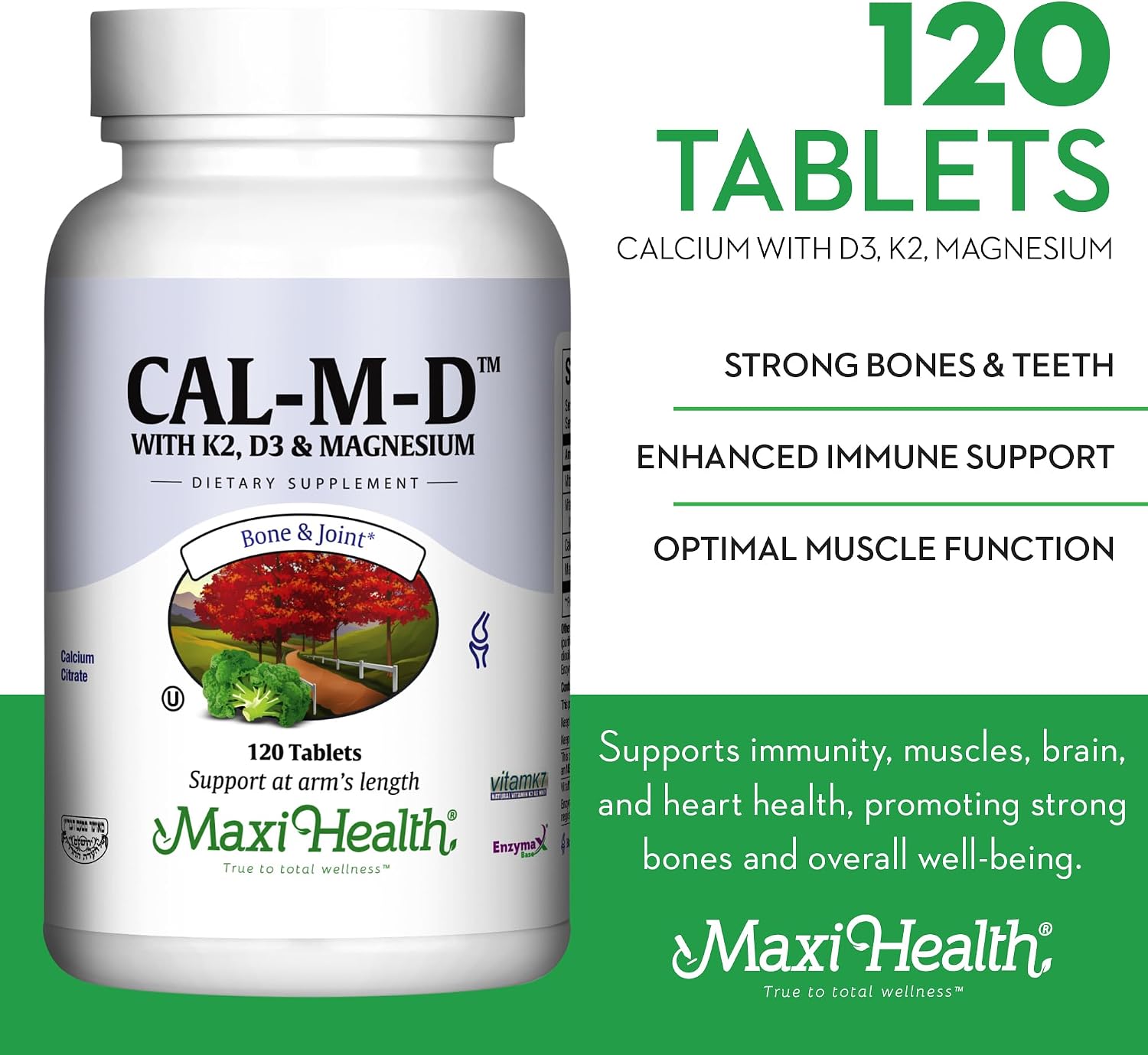 4-in-1 Calcium 1000mg with Vitamin D3 - Calcium Supplement for Women and Men with Vitamin K2 D3 1000 IU - Extra Strength Calcium Citrate for Bone
