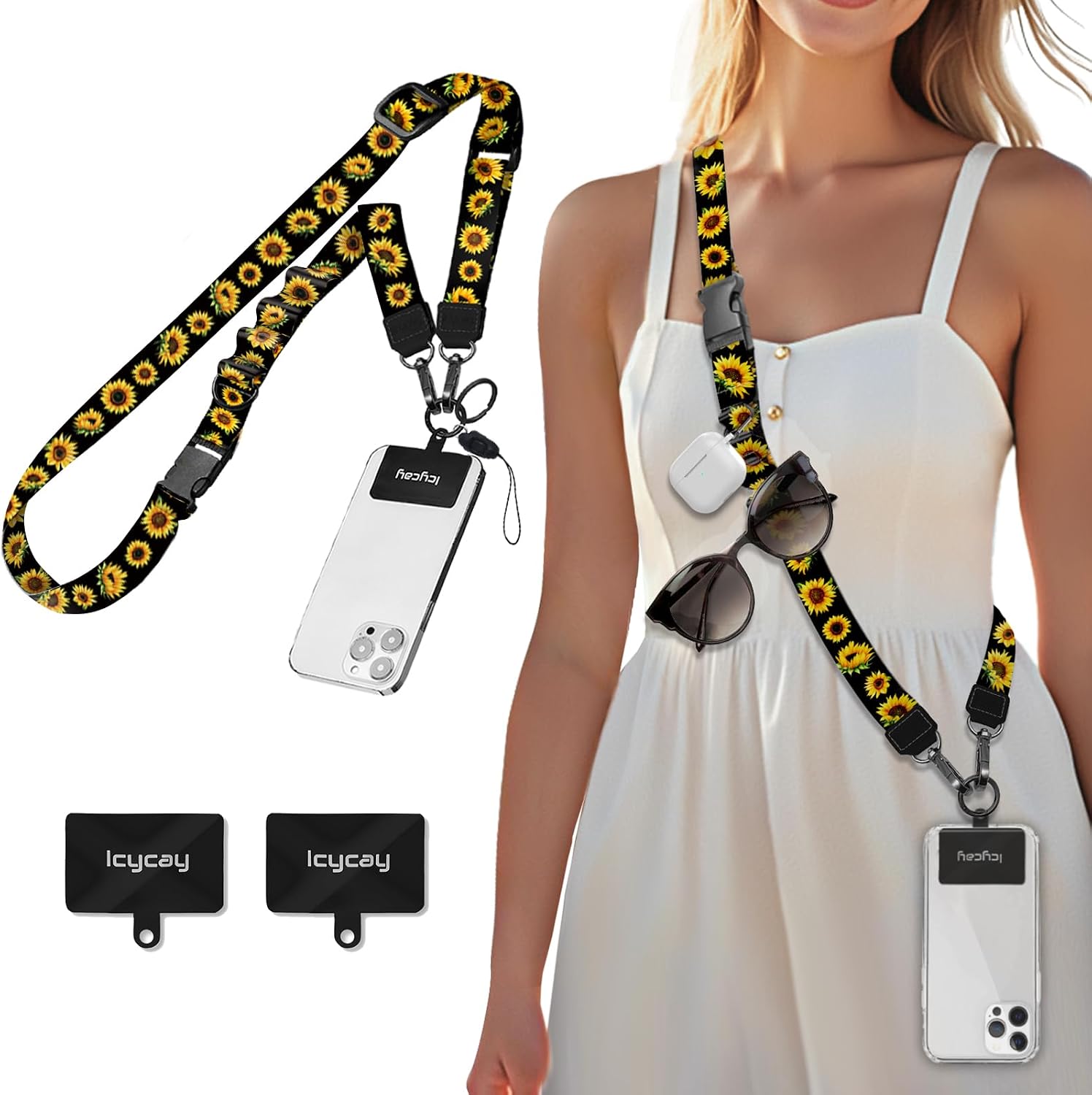 Icycay Phone Lanyard Crossbody Strap Neck Adjustable Teacher Women Cat