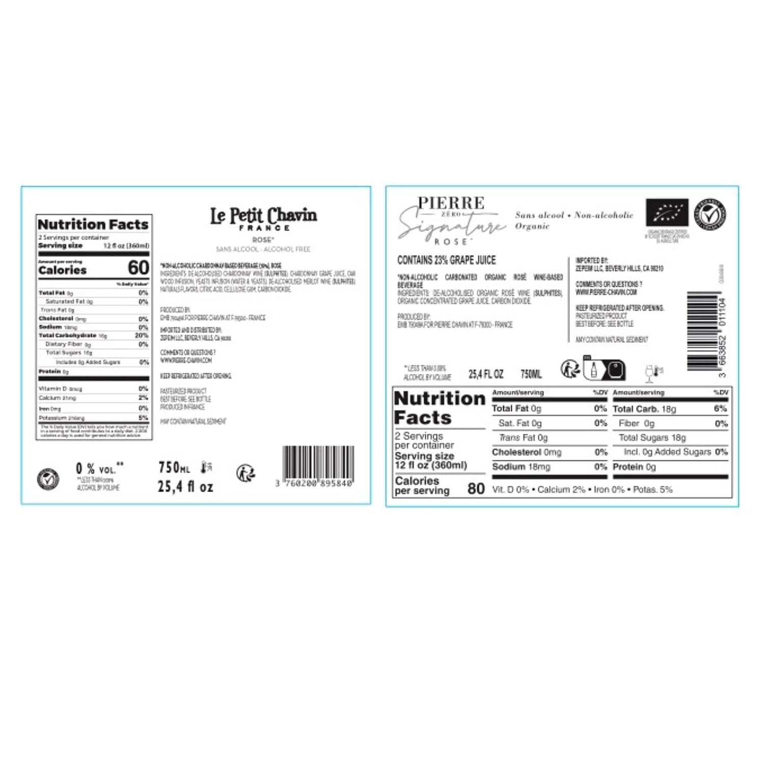 Non-Alcoholic Rosé Wine Sampler - 4 Bottles (25.4 Fl Oz Each) So Jennie Sparkling, Le Petit Chavin, Pierre Zéro Signature