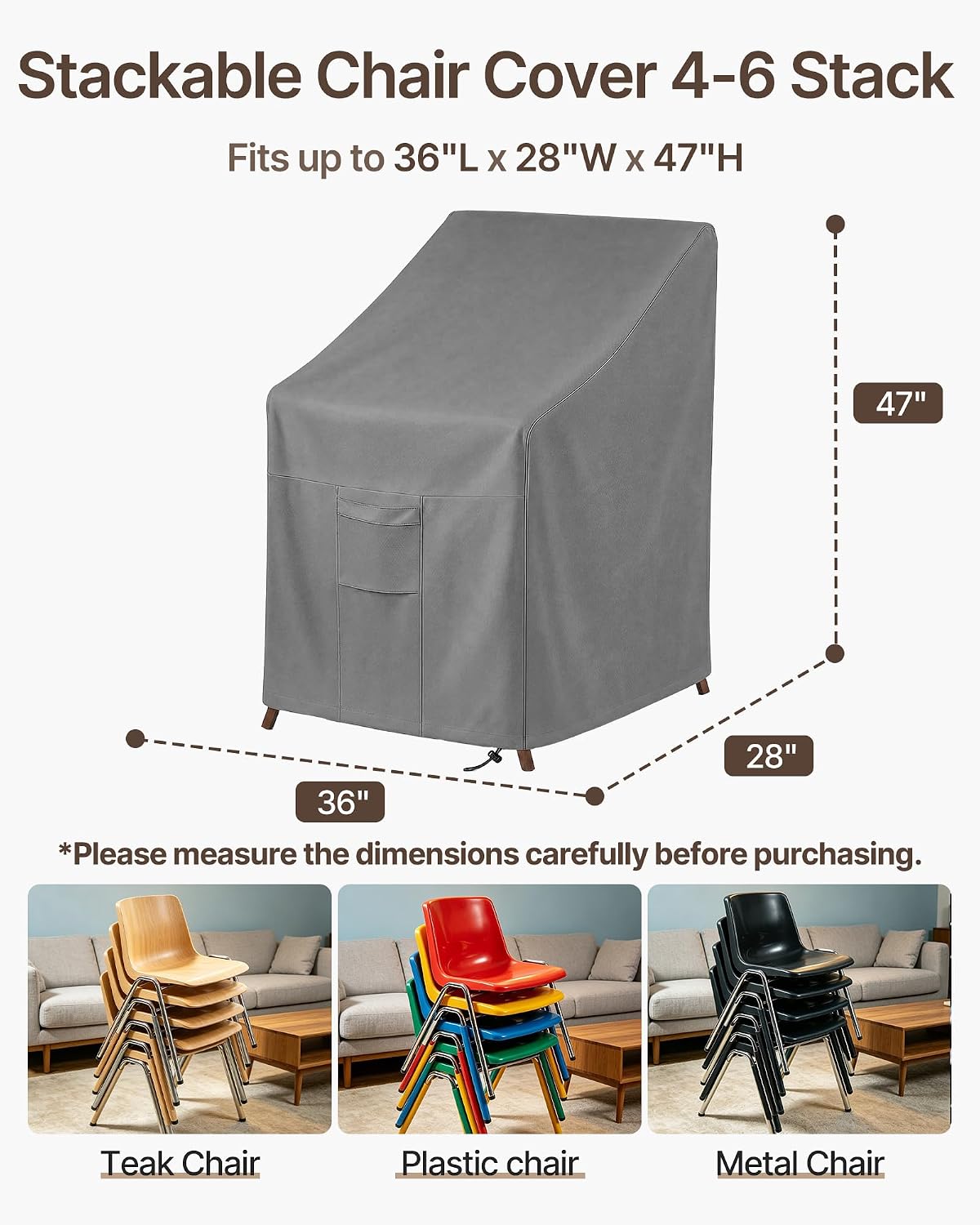 Vailge Stackable Patio Chair Covers & Outdoor Furniture Covers Waterproof