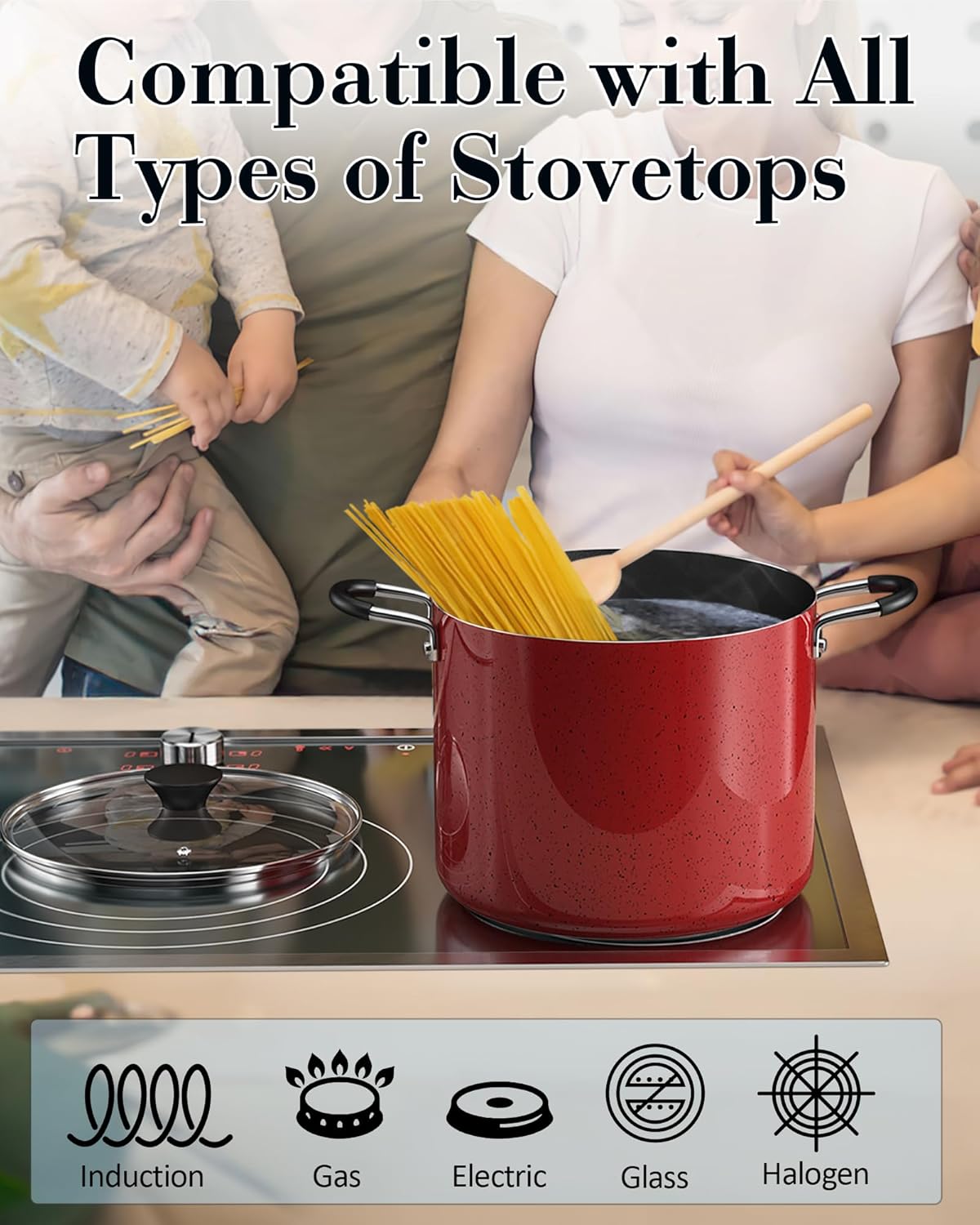 Cook N Home 10.5 Quart Non Stick Stock Pot with Lid, Large Pots for Cooking