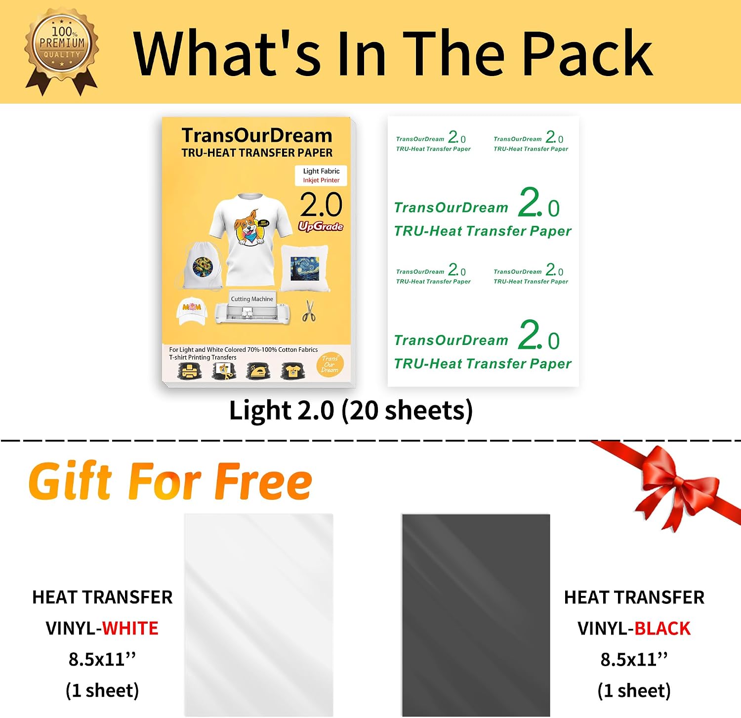 TransOurDream Upgraded Iron on Heat Transfer Paper for T Shirts (20 Sheets
