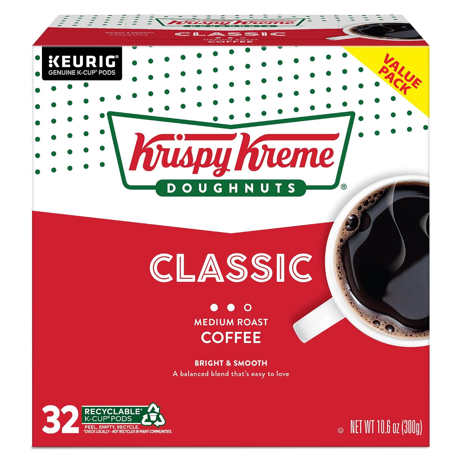 Krispy Kreme Classic Coffee, Keurig Single Serve K-Cup Pods, Medium Roast, 96 Count