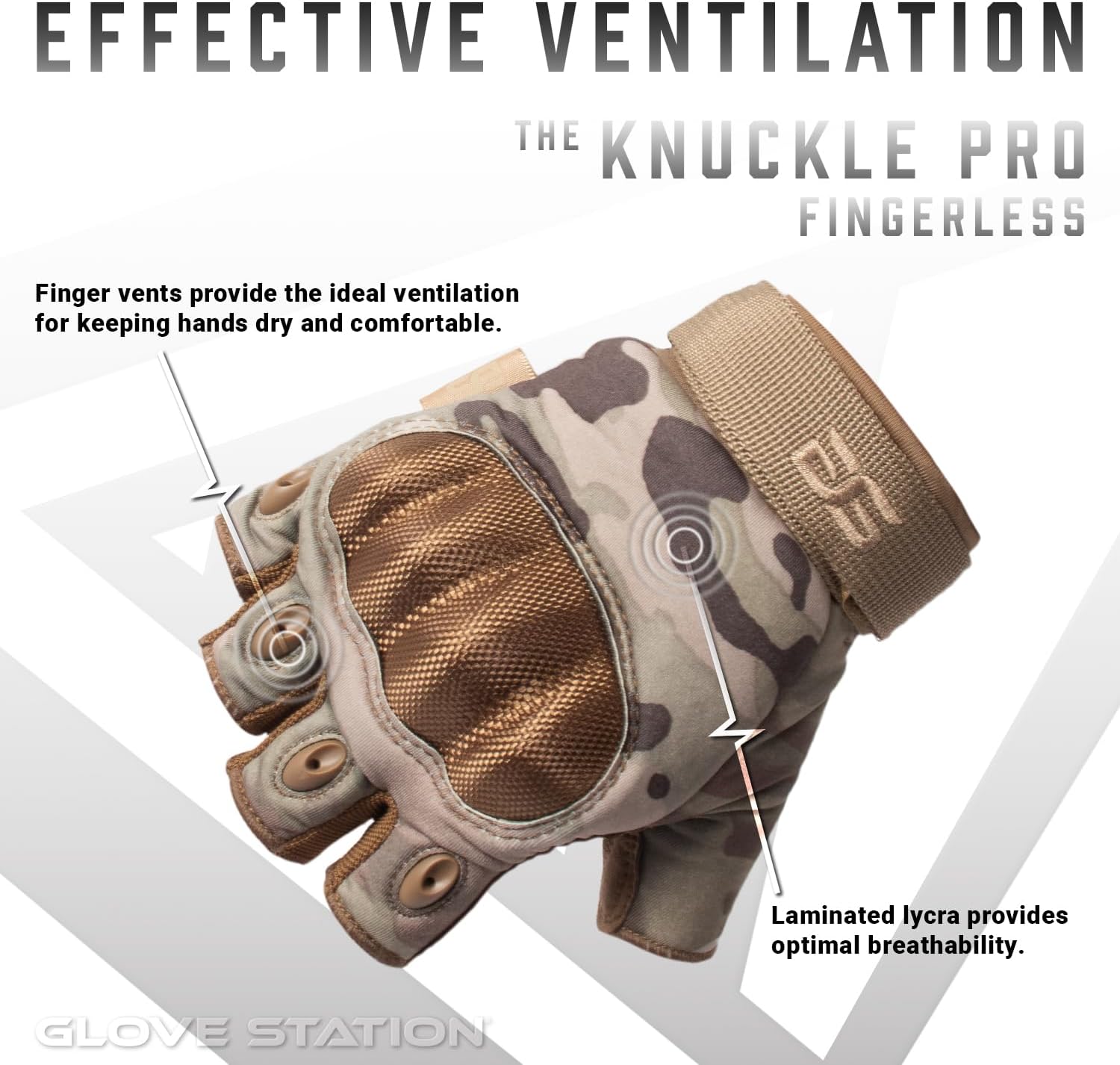Glove Station Fingerless Knuckle Motorcycle Gloves, TACHK200