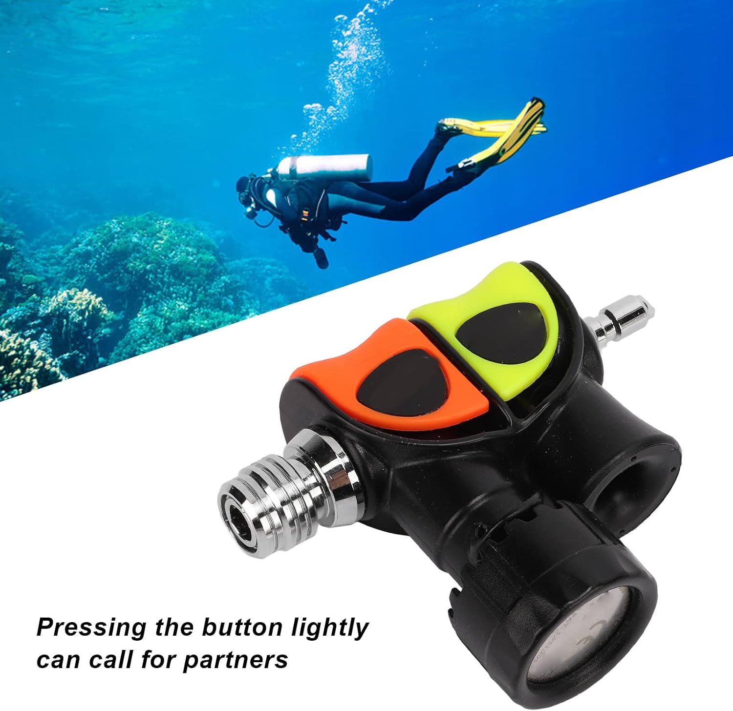 Diving Buzzer, Dive Alert Sounder, Double Frequency Underwater Signal Acoustic Generator, Stainless Steel, Compact and Lightweight
