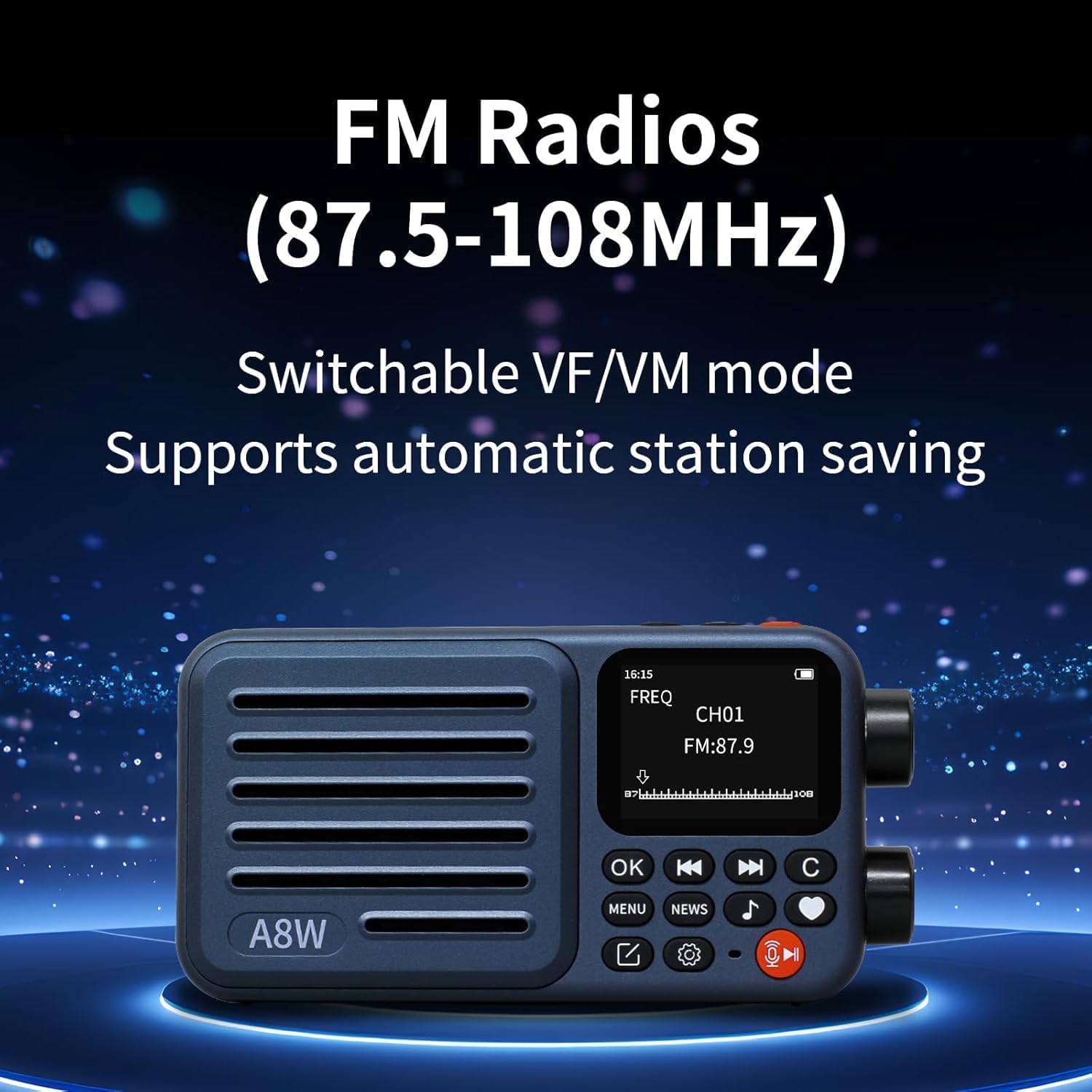 Choyong A8W Internet Radio Portable Smart Receiver WIFI/4G Global Version Radio Speaker with FM, TF Card, All World Radios, for Home with WiFi