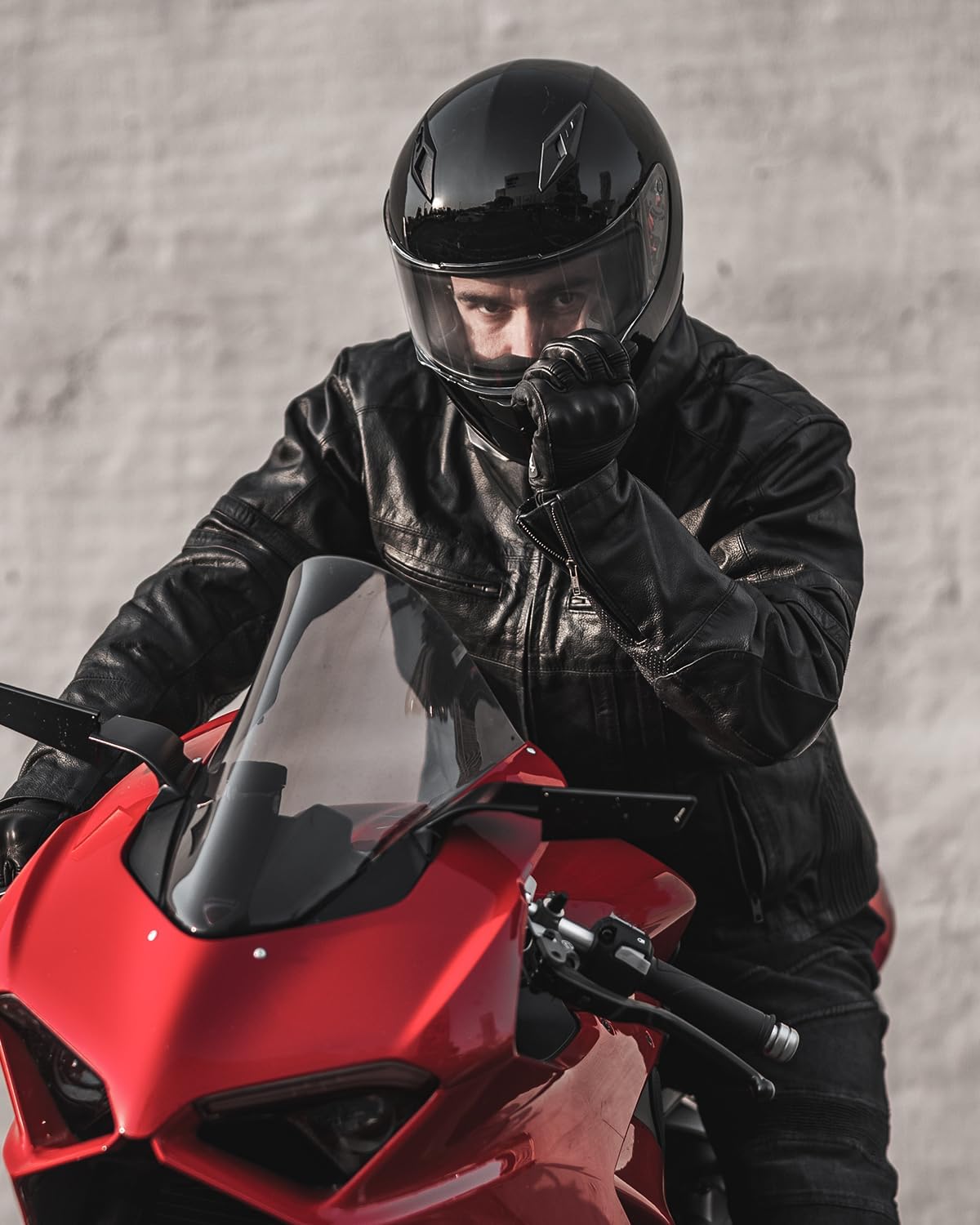 ILM Full Face Motorcycle Street Bike Helmet with Removable Winter Neck Scarf + 2 Visors DOT Model ILM-313