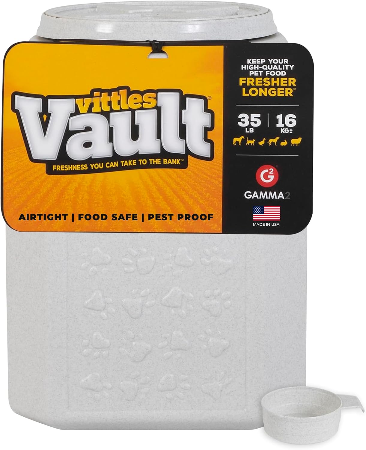 Gamma2 Vittles Vault Pet Food Storage Containers - Sealed Dog and Cat Food Storage Container, Fits up to 25lbs, Made in the USA - [12"L x 13.75"H] | Made in USA, 12 inch long by 13.75 inch tall, airtight lid keeps kibble fresh and pests out, a durable pa…