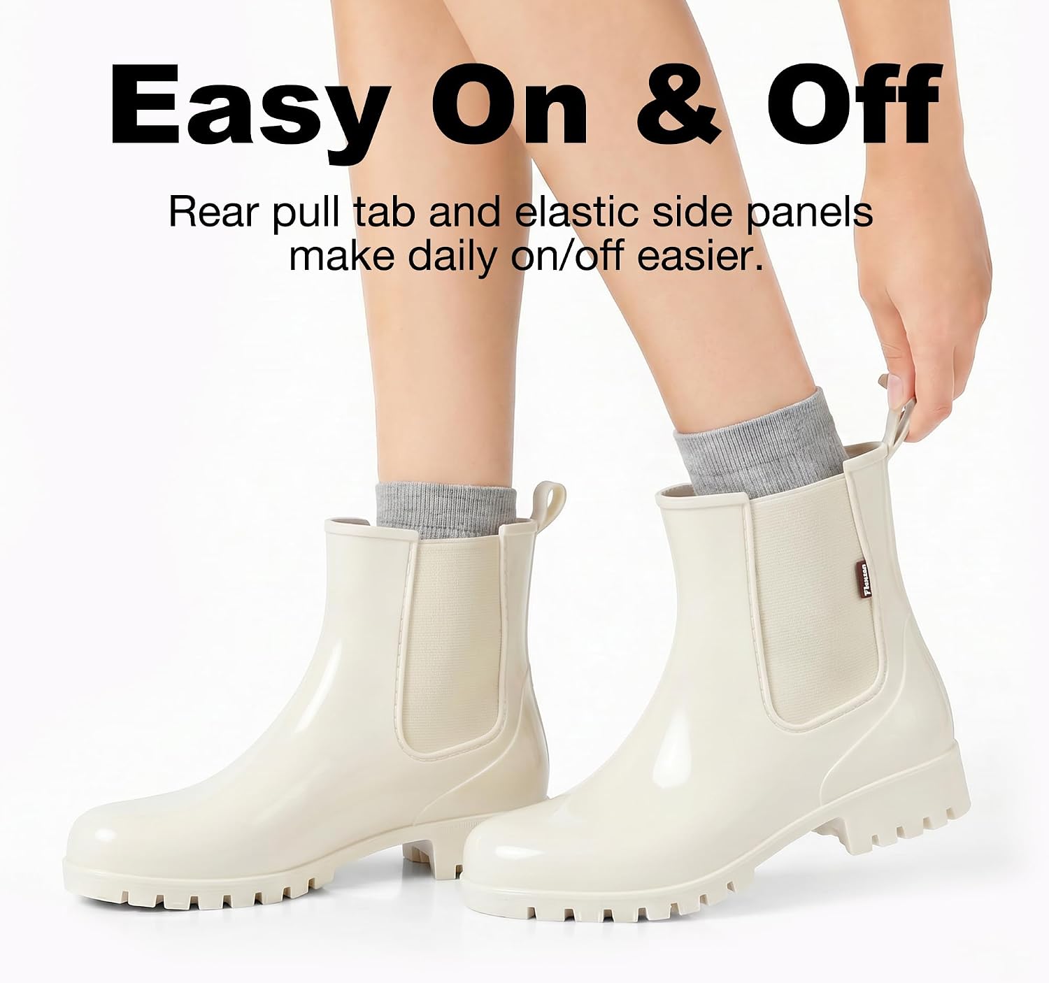 planone Cute Short Rain Boots for Women, Waterproof Chelsea Ankle Boots