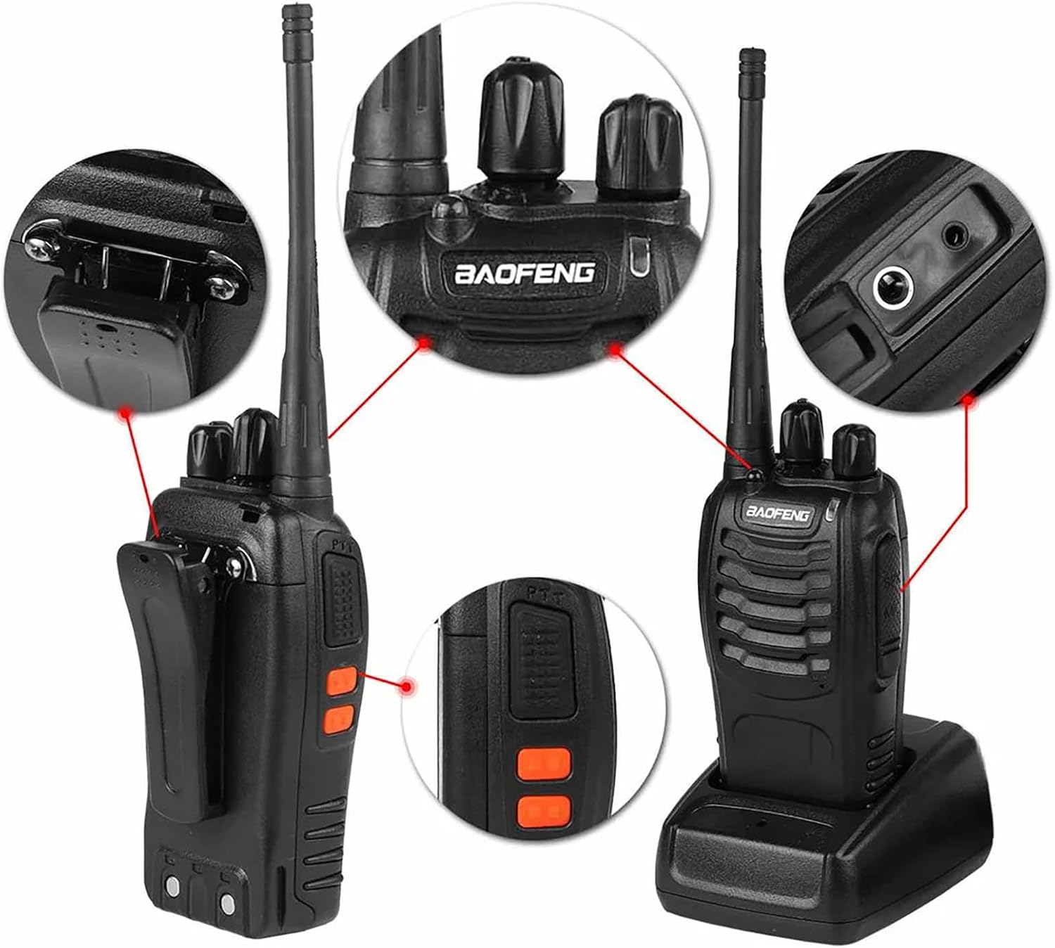 BAOFENG BF-888S Walkie Talkies High-Performance Long Range Two Way Radios for Outdoor Adventures and Team Communication (Pack of 4)