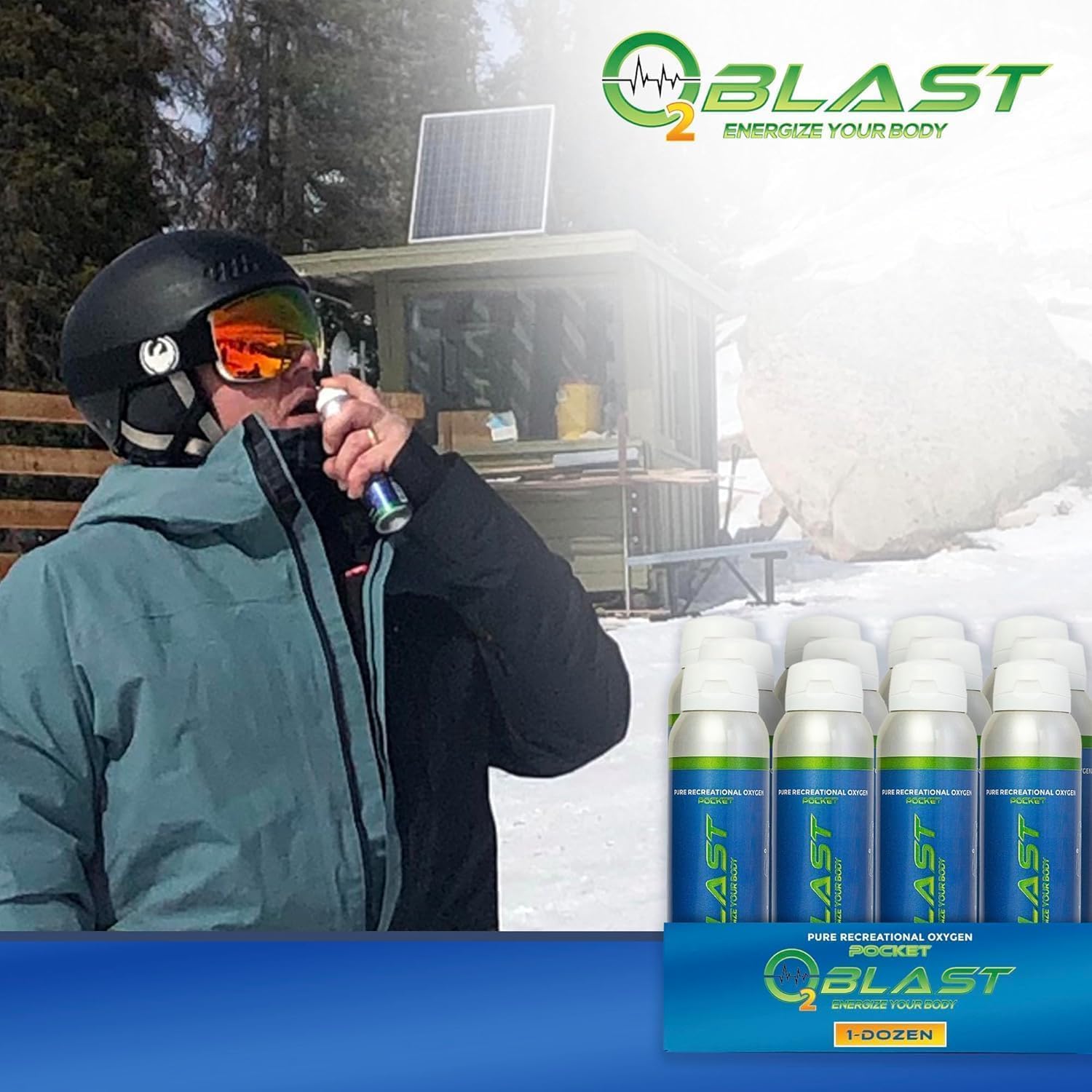 O2 Blast - 4L Portable Oxygen Can with Flip-Top Cap, Compact Design, 6-Pack