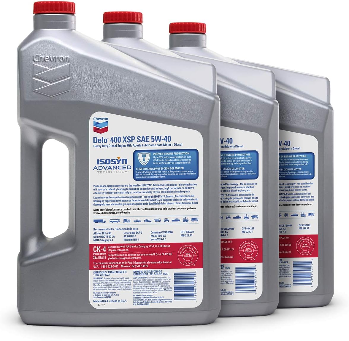 Delo 400 XSP SAE Heavy Duty Synthetic Diesel Engine Oil 5W-40, 1 Gallon, Pack of 1