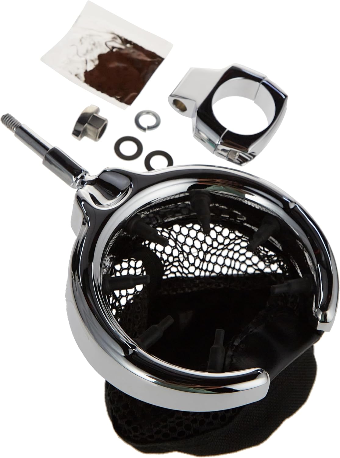 Kuryakyn 1429 Motorcycle Handlebar Accessory: Replacement Drink/Cup Holder with Mesh Basket without Clamp/Mount, Black