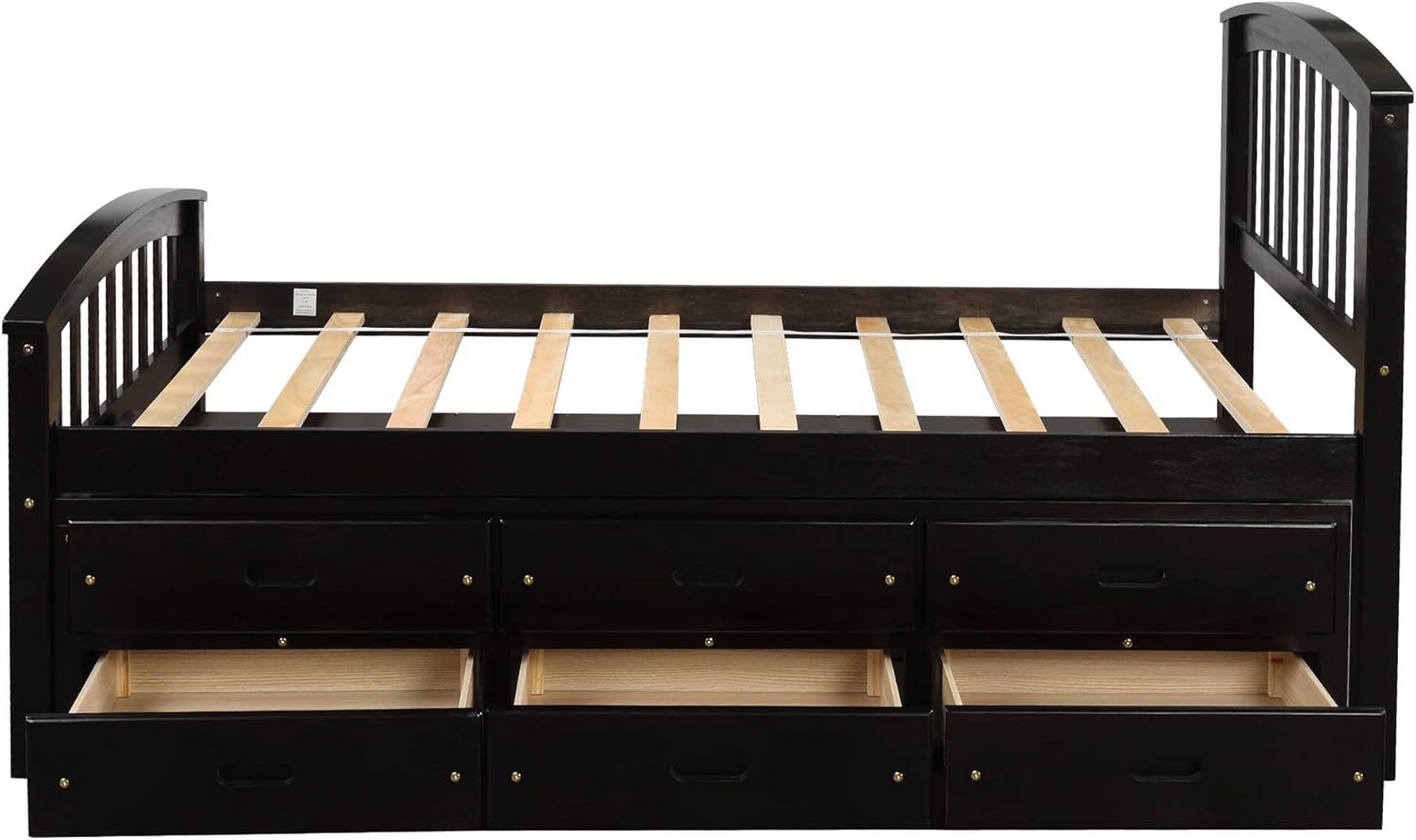 Merax Twin Size Platform Storage Bed Solid Wood Bed with 6 Drawers