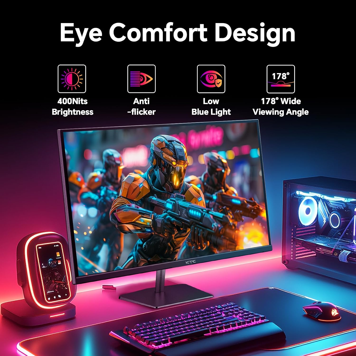 KTC 24.5 Inch Gaming Monitor, 180Hz OC 200Hz Monitor FHD, Fast IPS, H25T7 | 1080P Monitors 1ms, 128% sRGB HDR10, Adaptive Sync, HDMI DP, VESA Tilt Adjustable for Xbox PS5 Switch, HDMI Cable Inc.