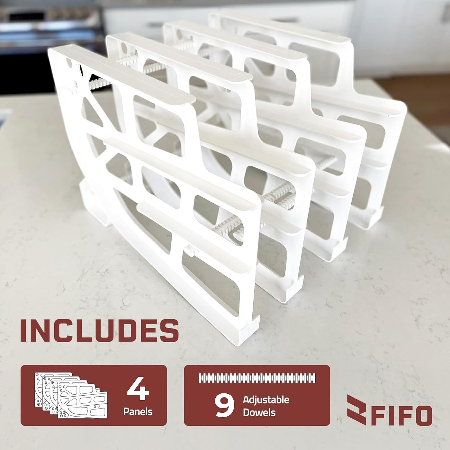 FIFO Countertop Mini Can Tracker Holds 30 Standard 10-24 Oz Can Sizes, White| Stackable & Adjustable Can Organizer for Pantry, USA Made, White