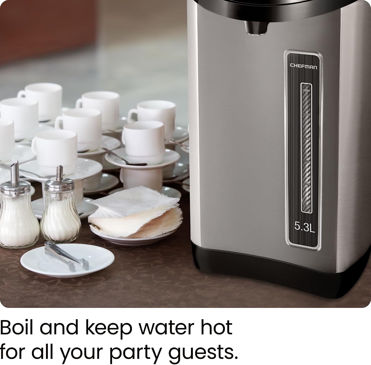 Chefman Electric Hot Water Pot Urn w/Auto & Manual Dispense Buttons, Safety Lock, Instant Heating for Coffee & Tea, Auto-Shutoff & Boil Dry Protection