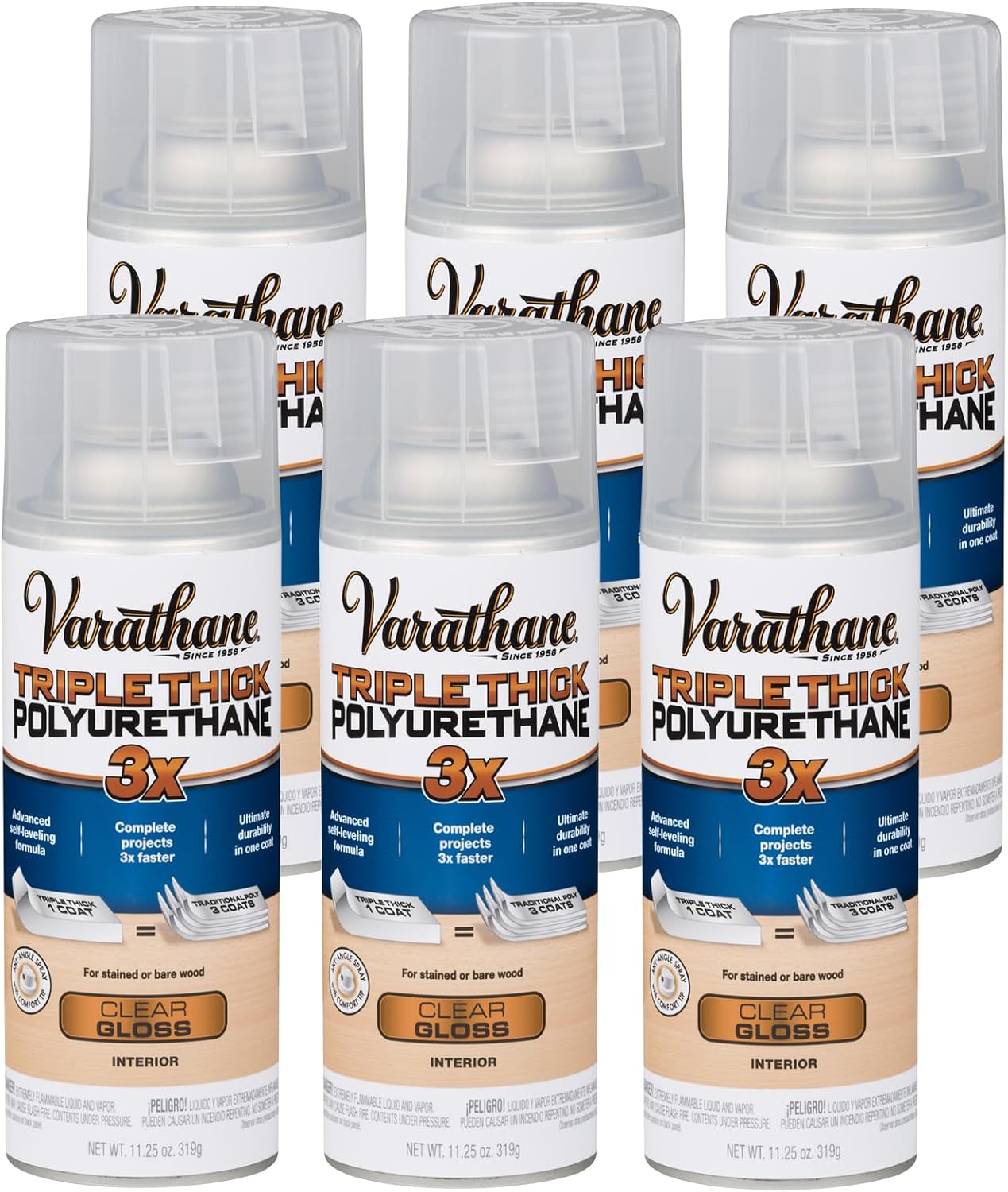 Varathane Triple Thick Polyurethane Gloss Wood Finish | One Coat Protection, Self-Leveling Formula, Scratch And Stain Resistance, Crystal Clear Finish, Quart