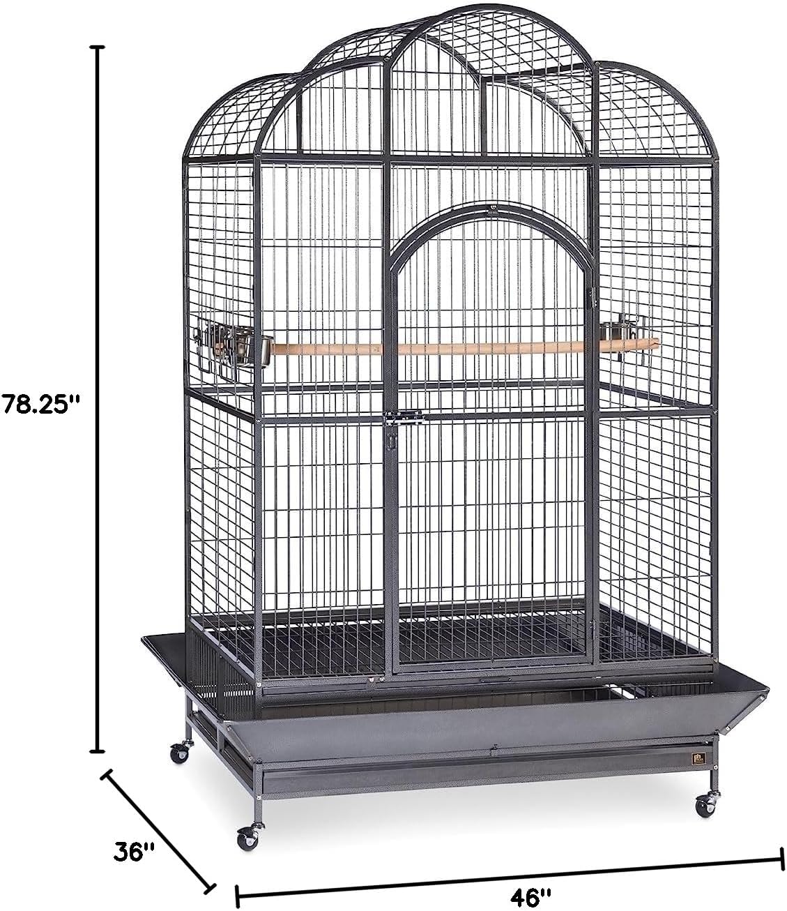 Prevue Pet Products Steel Bird Flight Cage with Wheels - Black, Large | Large Birdcage for Parakeets, Canaries, Finches, Cockatiels, Lovebirds, & Green Cheeks, Metal Standing Birdcage