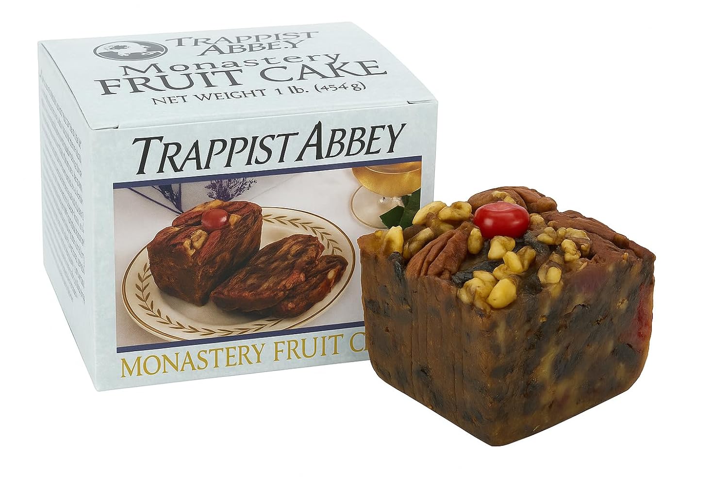 Trappist Abbey Monastery Fruitcake with Candied Fruits & Nuts- Traditional Fruit Cake Soaked in 120 Proof Brandy (1 lb) | Traditional Soaked in 120