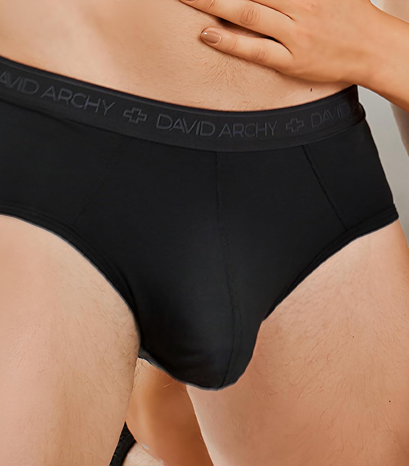 DAVID ARCHY Men's Soft Modal Dual Pouch Support Briefs 4 or 7 Pack | Breathable moisture-wicking fabric offers flexible elastic waistbands, chafe-free design for daily active movement.