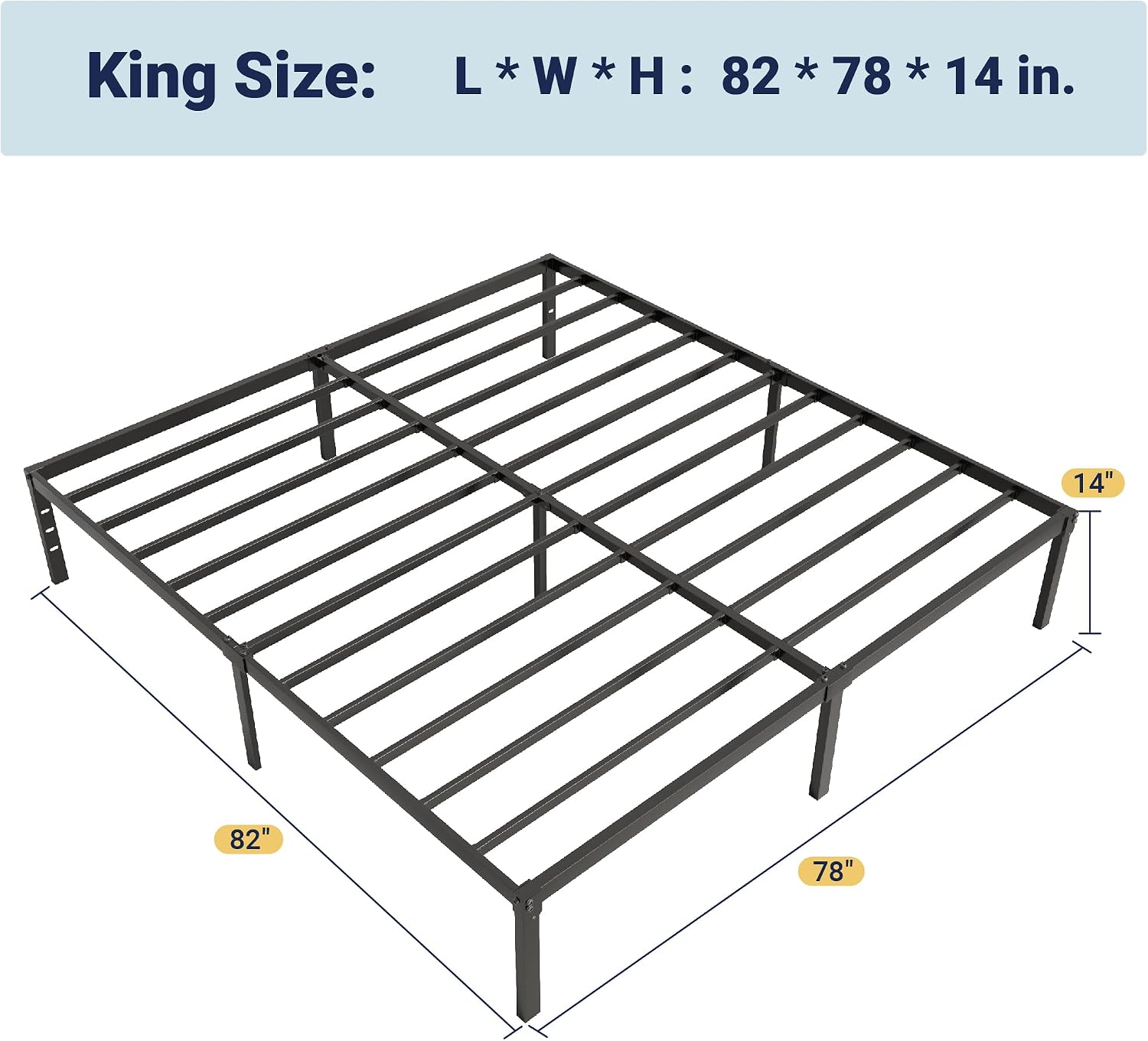 Allewie Full Size Bed Frame, 14 inch Metal Platform Beds with Storage Space, No Box Spring Needed and Easy Assembly, White