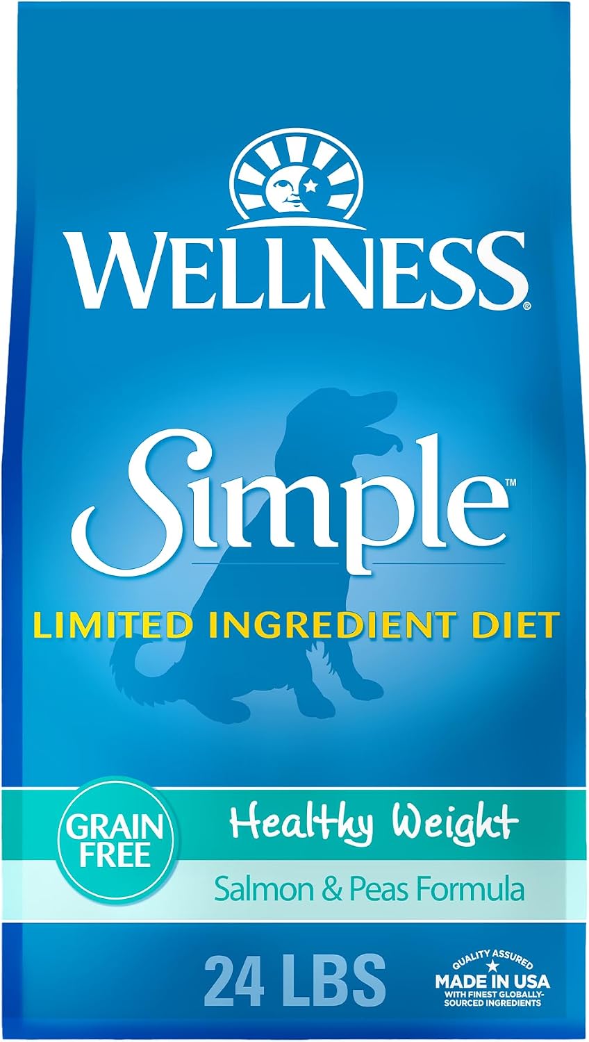Wellness Simple Limited Ingredient Small Breed Adult Dry Dog Food, Grain Free Kibble, Sensitive Stomach, Skin & Coat Support, Natural, Chicken Free, Salmon and Potato Recipe, 10.5 lb Bag