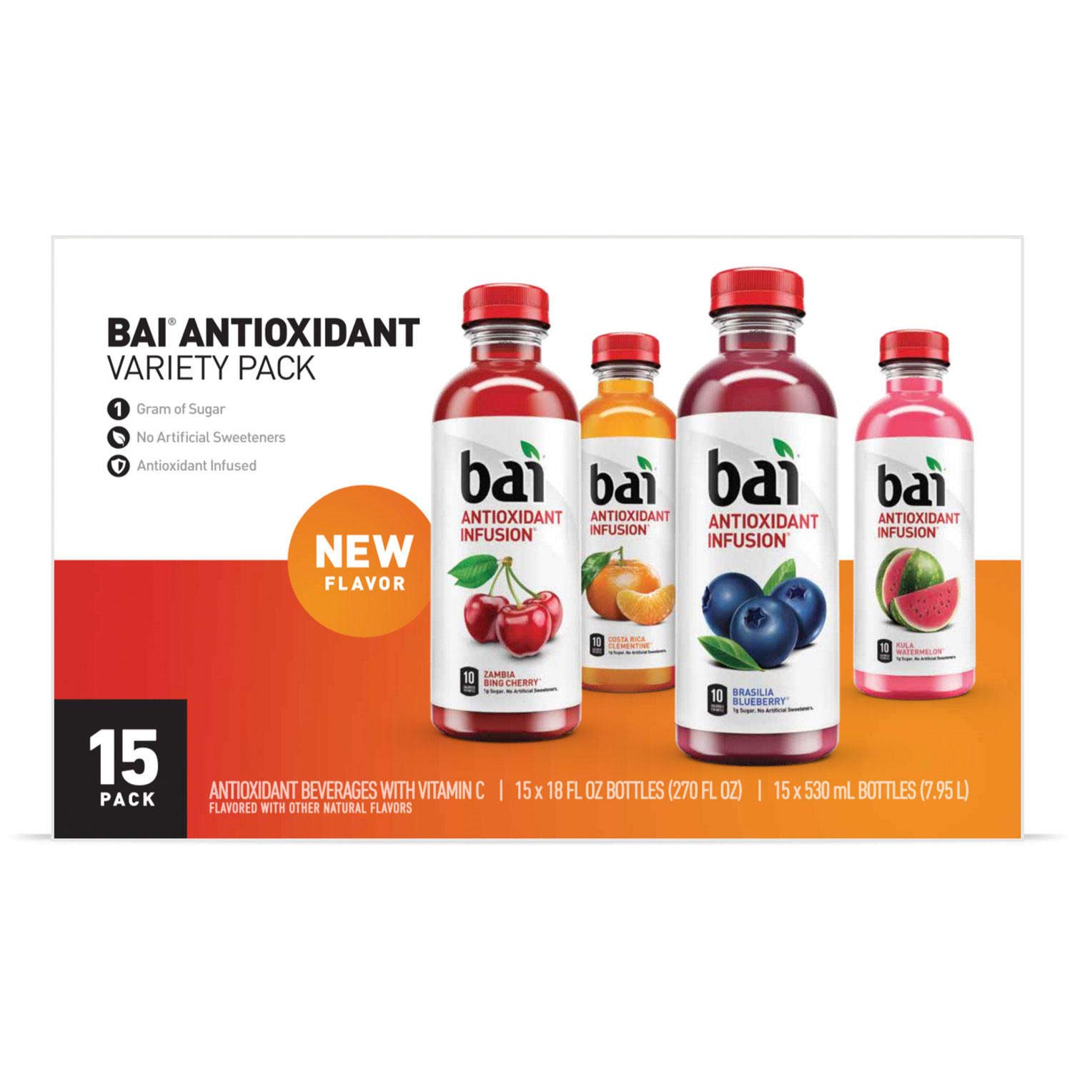Bai Coconut Flavored Water Puna Coconut Pineapple, Antioxidant Infused, Coconut Pineapple Flavored Water Drink, 18 Fluid Ounce Bottles, 6 Count