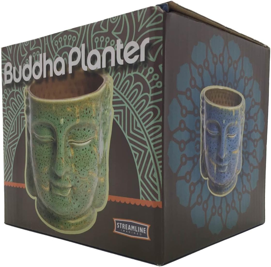 Streamline Imagined Buddha Head Ceramic Planter Pot