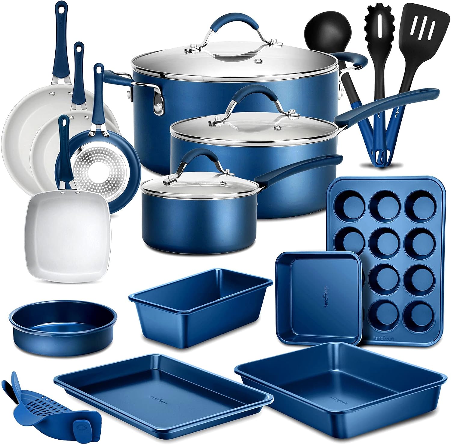 NutriChef 20-Piece Pots and Pans Set Non Stick – Induction Cookware Set, PFAS-Free Nonstick Cookware for All Cooktops
