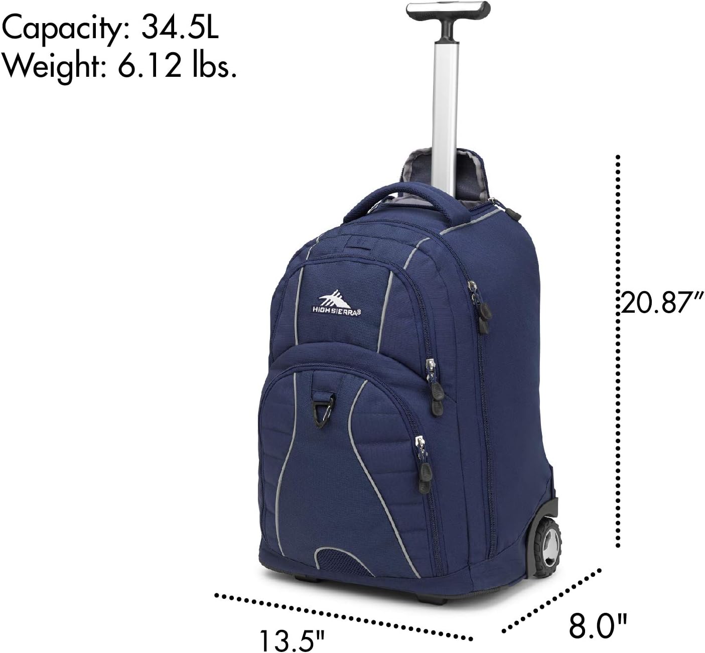 High Sierra Freewheel Wheeled Laptop Backpack, True Navy, 20.5 x 13.5 x 8-Inch