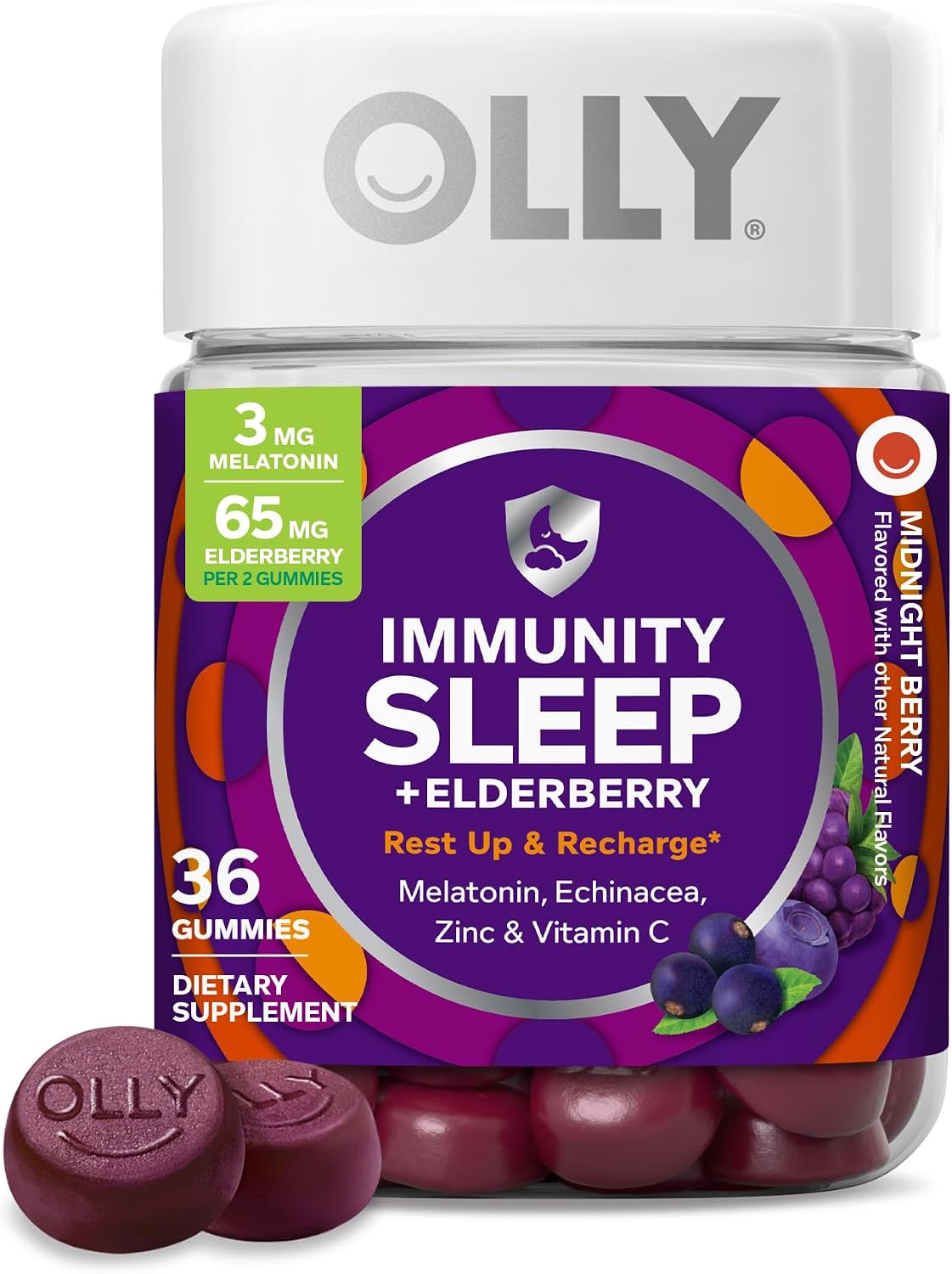 OLLY Immunity Sleep + Elderberry Gummies, Immune & Sleep Support*- 36 Count
