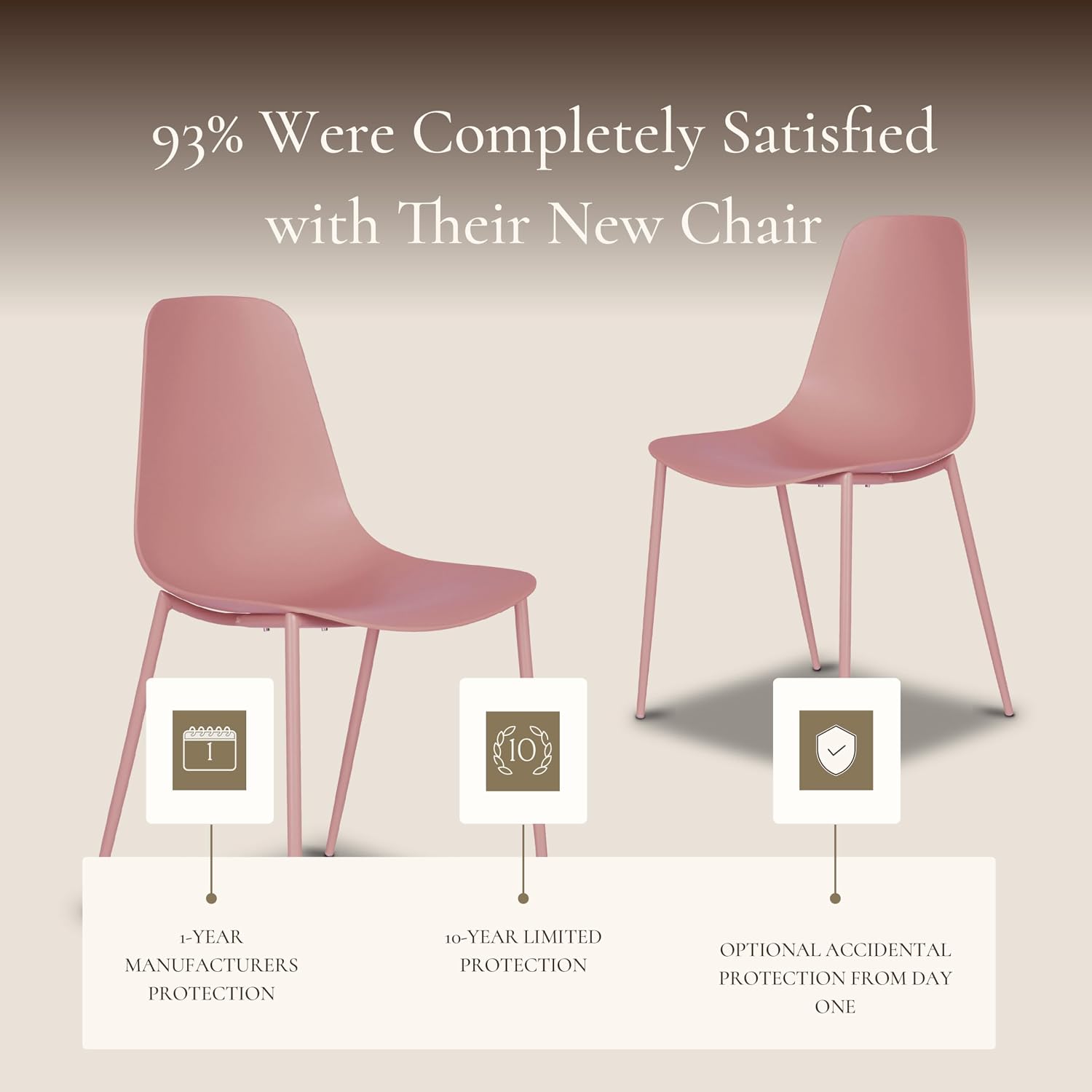 Poly & BARK Isla Modern Kitchen Chairs Set of 4 - Plastic Dining Chair with Metal Legs - Quick Assembly Simple Cafe Chairs Plastic for Indoor or