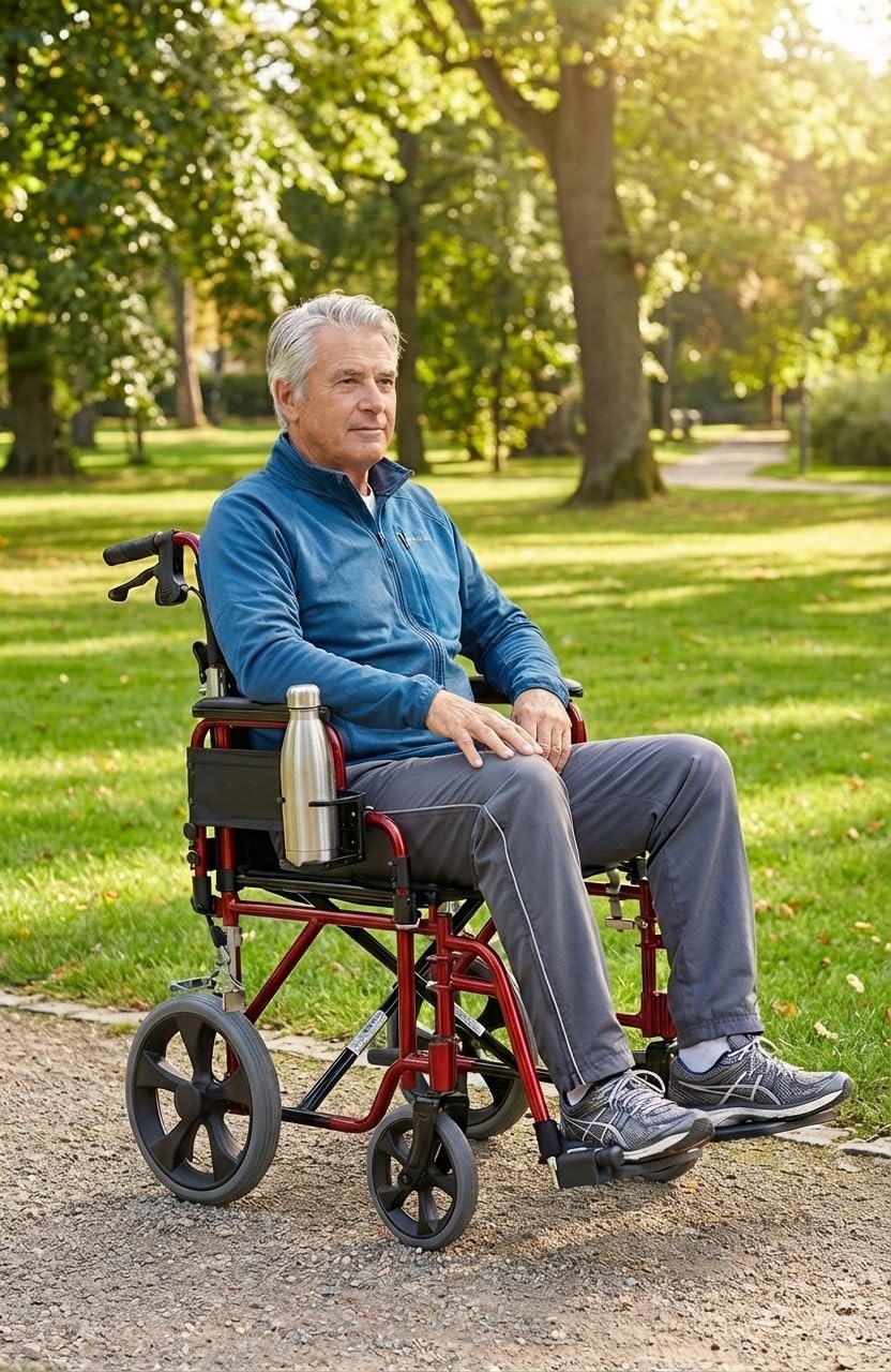 NOVA Adjustable Cup Holder for Walkers, Rollators & Wheelchairs – Folding Drink Holder Fits 3/4”, 7/8” & 1” Tubes, Holds 2.25”–3.75” Cups, Durable, Easy Install