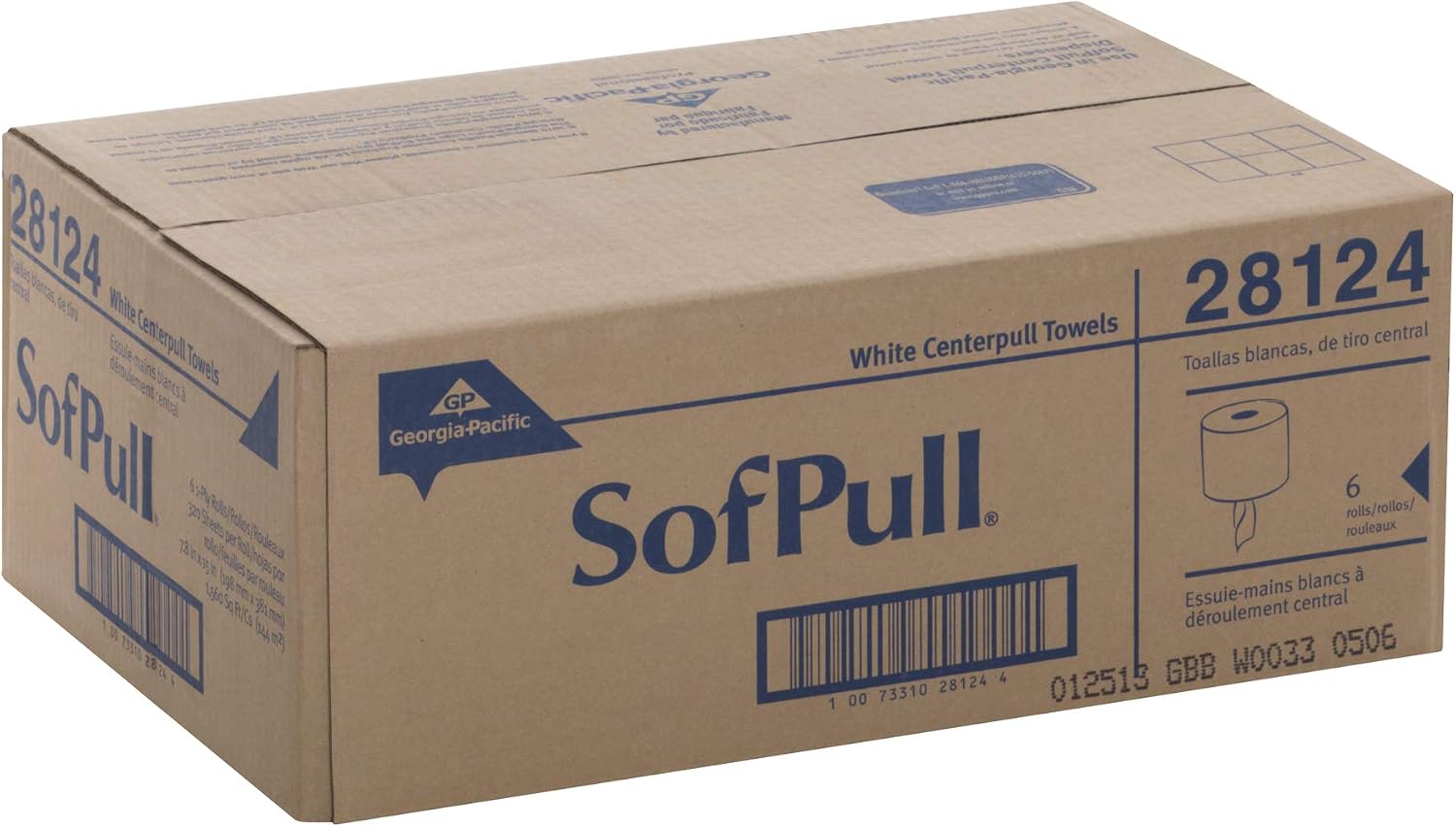 Georgia-Pacific SofPull Centerpull Regular Premium Towel Dispenser Refills, Commercial Paper Towels, 324 Sheets Per Roll, 6 Rolls Per Case, White