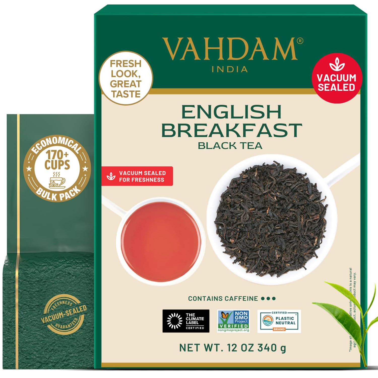 VAHDAM, Himalayan Green Tea Leaves (50+ Cups, 3.53 Oz) Non GMO, Gluten Free | High Elevation Grown Green Tea Leaves From Himalayas | Pure Unblended Single Origin Green Loose Leaf Tea | Vacuum Sealed