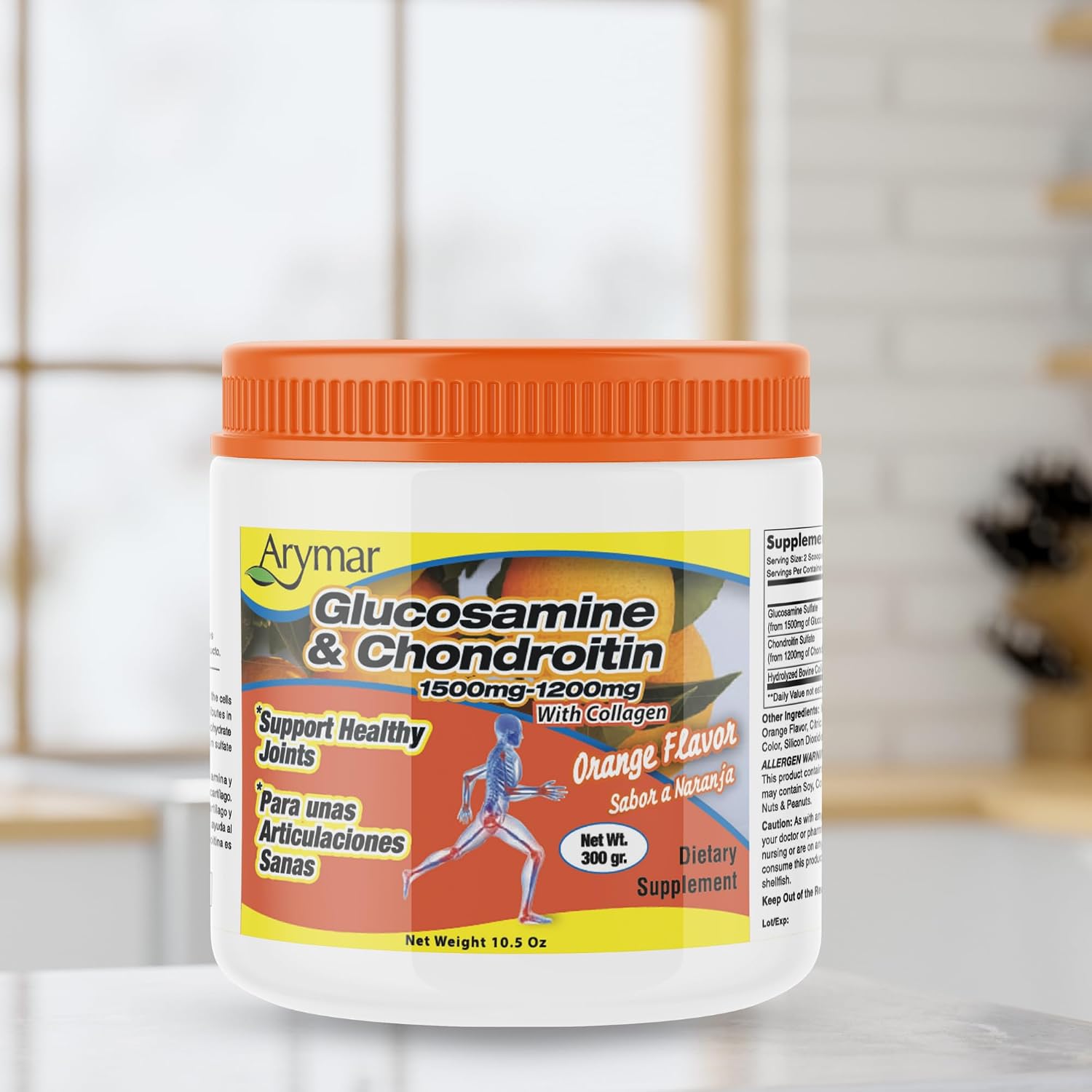 Arymar Glucosamine Chandroitin Powder (1500mg/1200mg) - Joint Health Support Supplement - Helps Maintain Mobility & Flexibility - High Absorption Formula - 300g (10.5 oz)