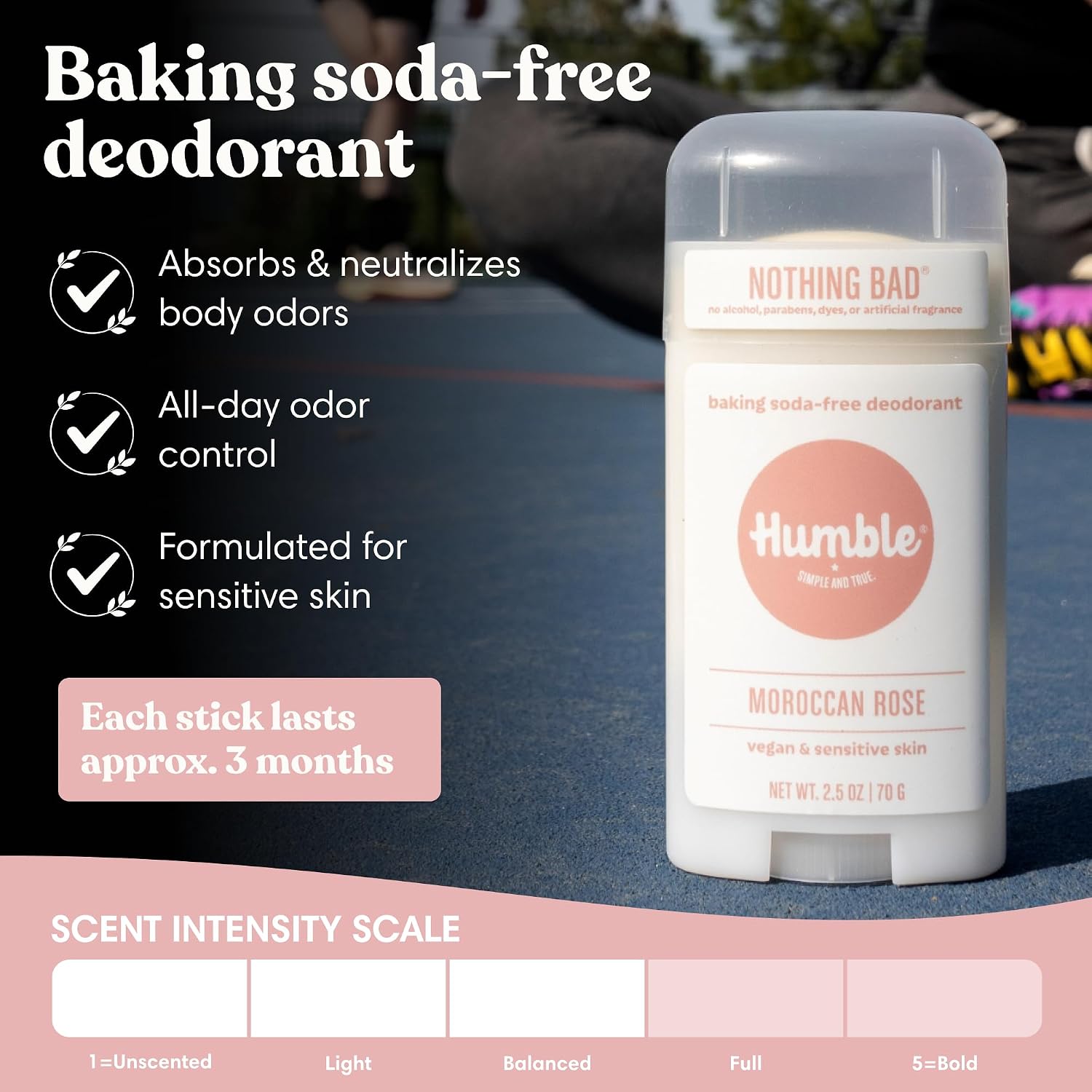 Humble Aluminum-Free Deodorant, Simply Unscented - 1 Pack | Baking Soda-Free, Clean, Fresh, Natural, Essential Oils, Sensitive Skin, Long-Lasting Odor Control, Cruelty-Free, Men & Women