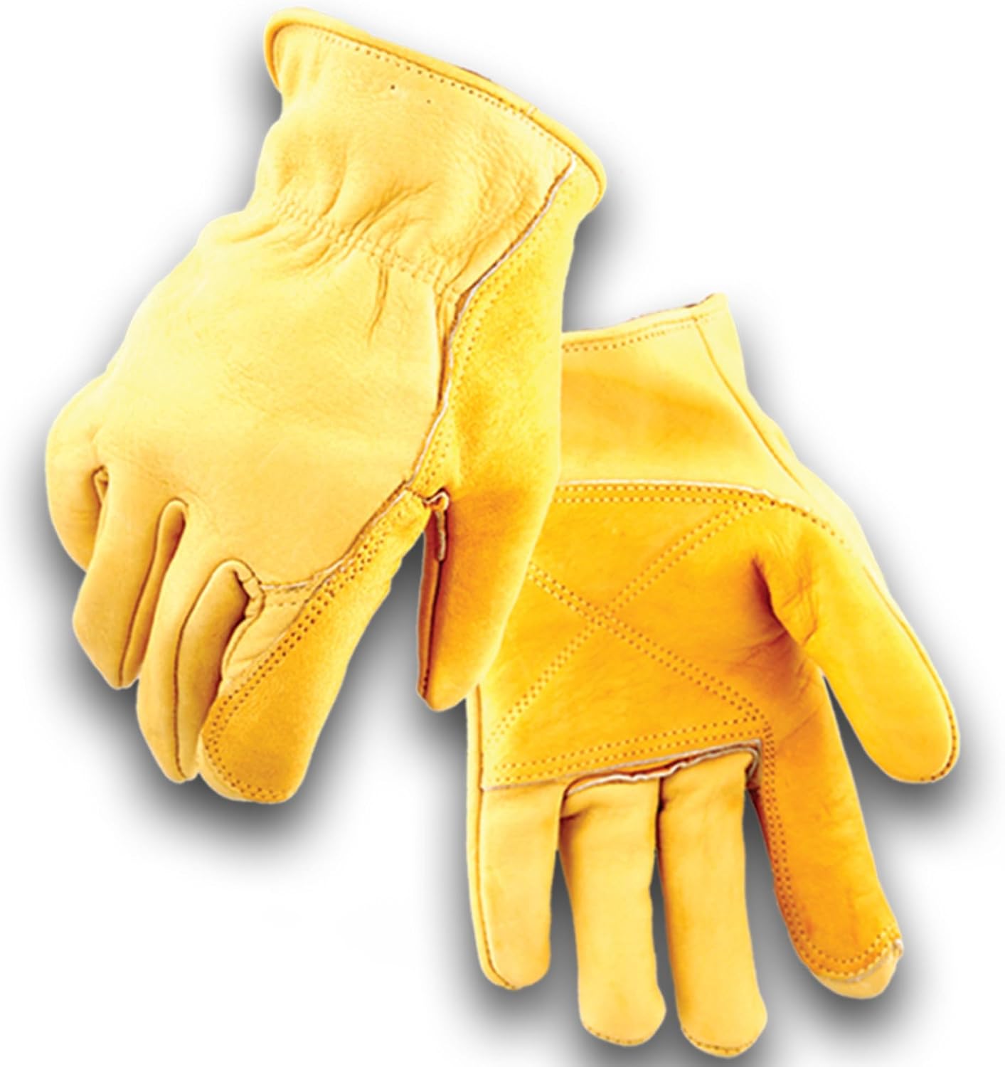 Iron Fencer Leather Work Glove - 207 Medium Cowhide Leather Fencing Gloves for Men Heavy Duty Double Palm, Ranch, 207M