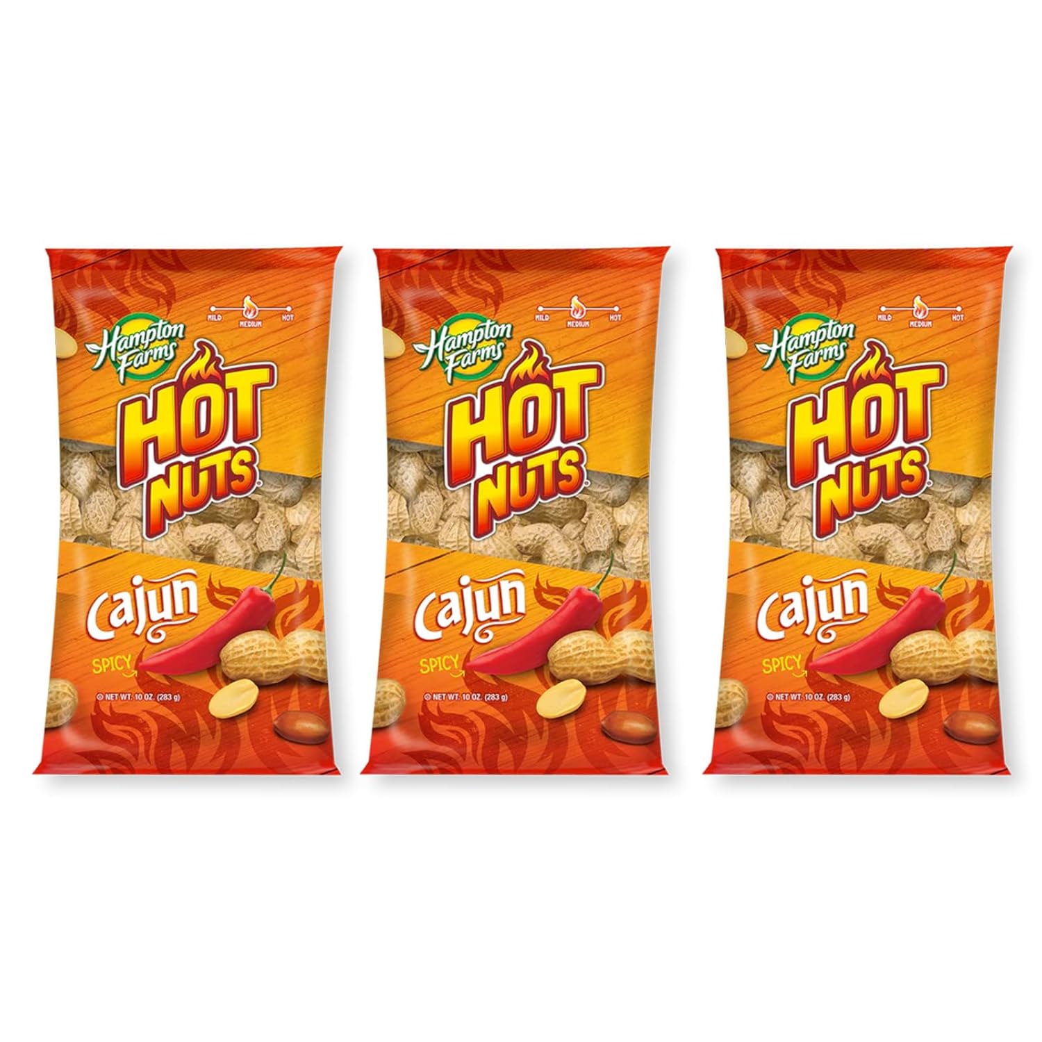 Hampton Farms Fancy Roasted In-Shell Cajun Peanuts, USA Grown, 10 oz Bag | Bold spicy Cajun roasted in-shell peanuts, USA grown, all natural, great for snacking and game day