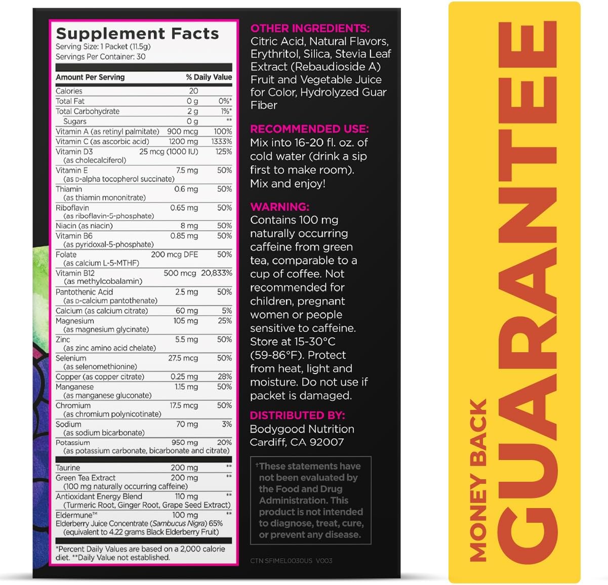 Pureboost Sugar-Free Immune Clean Energy Booster Drink Mix, Combo Pack 30ct