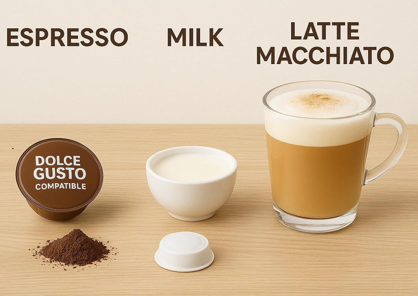 50 Milk Pods Compatible With Dolce Gusto Machines For Cappuccino & Latte Macchiato