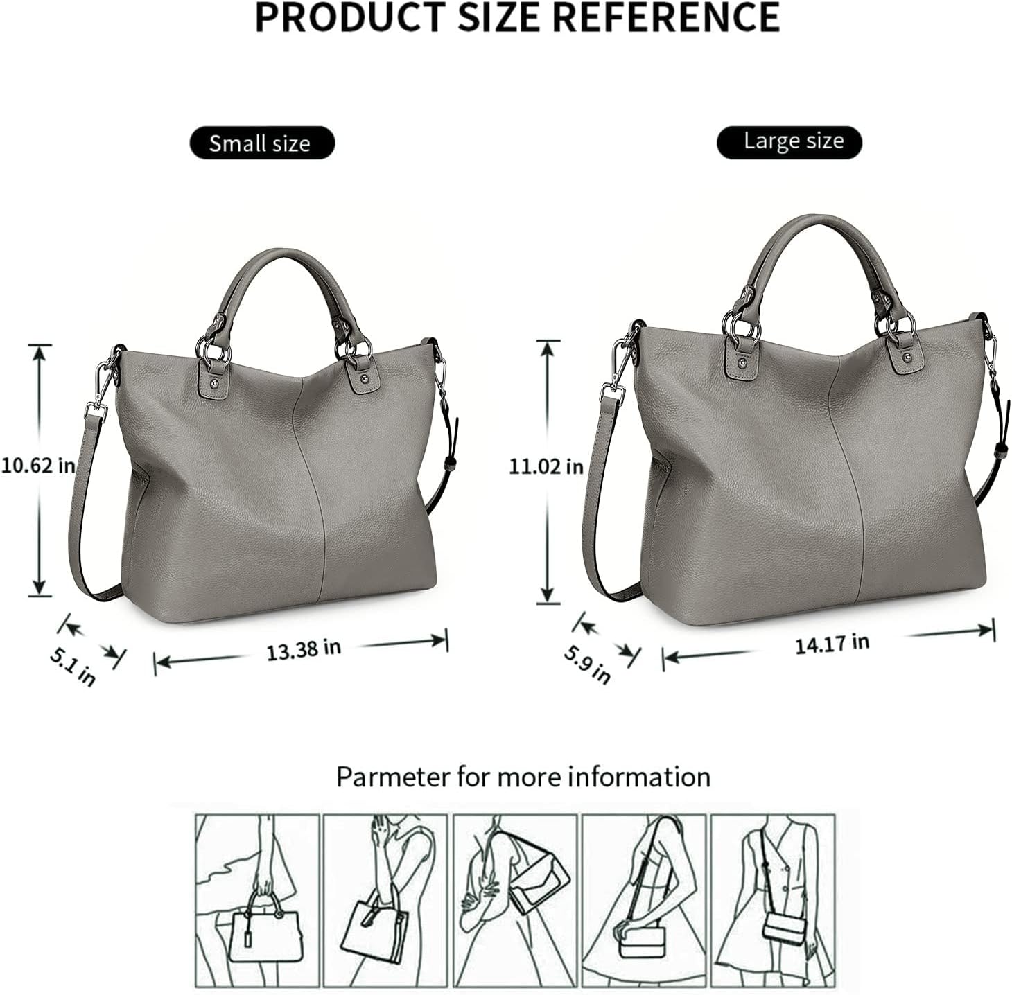 Kattee Genuine Leather Tote Purse for Women, Top Handle Satchel | Soft genuine leather tote with roomy storage and versatile carry for work, shopping, and travel.