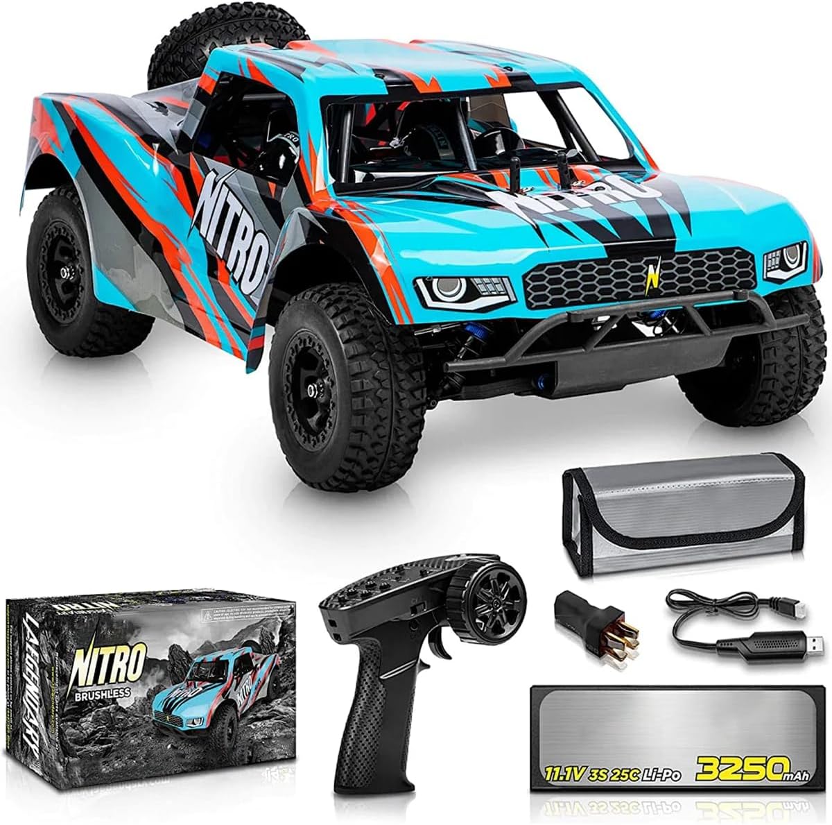 1/8 Scale Brushless RC Cars for Adults，Max 40mph Electric Off-Road Monster Truck