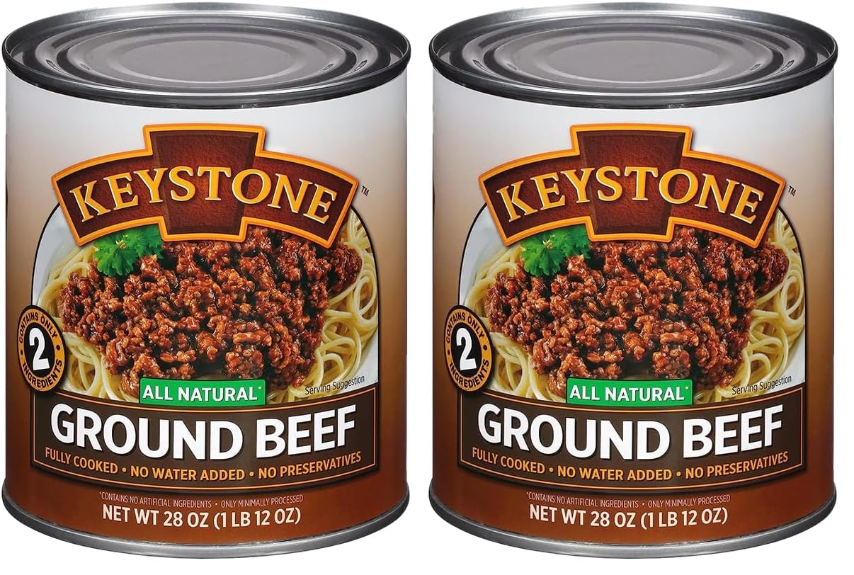 Keystone All Natural Ground Beef 14 Ounce Long Term Emergency Survival Food Canned Meat | Fully Cooked Ready to Eat | Gluten Free Family Pack of 1