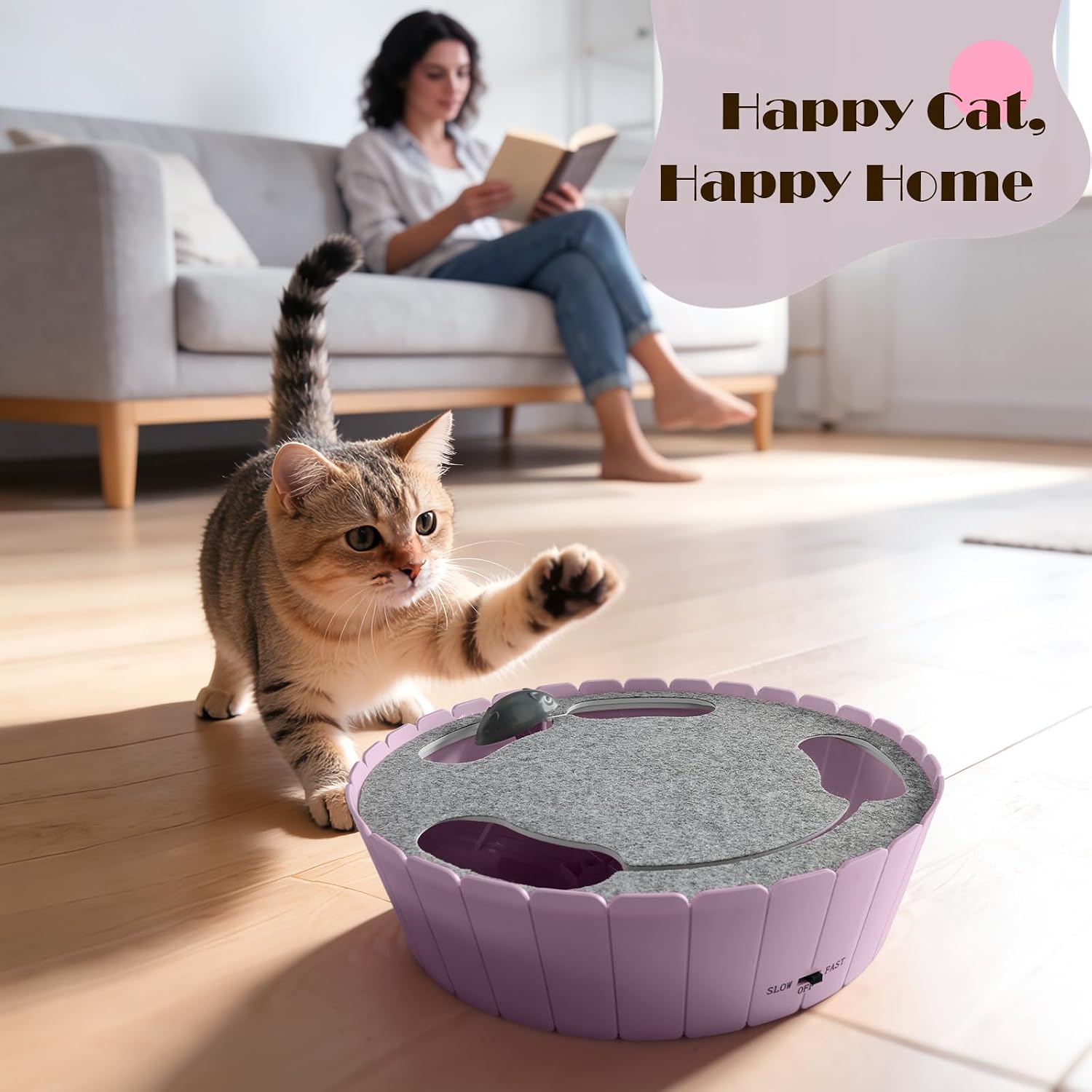 Pawaboo Interactive Cat Toy with Running Mouse, Automatic Track Kitten Toy | Electronic Motion Cat Toy for Indoor Cats, Pop and Play Hide Seek Cats Toys Hunting Mouse for Kitty Play Exercise, Green