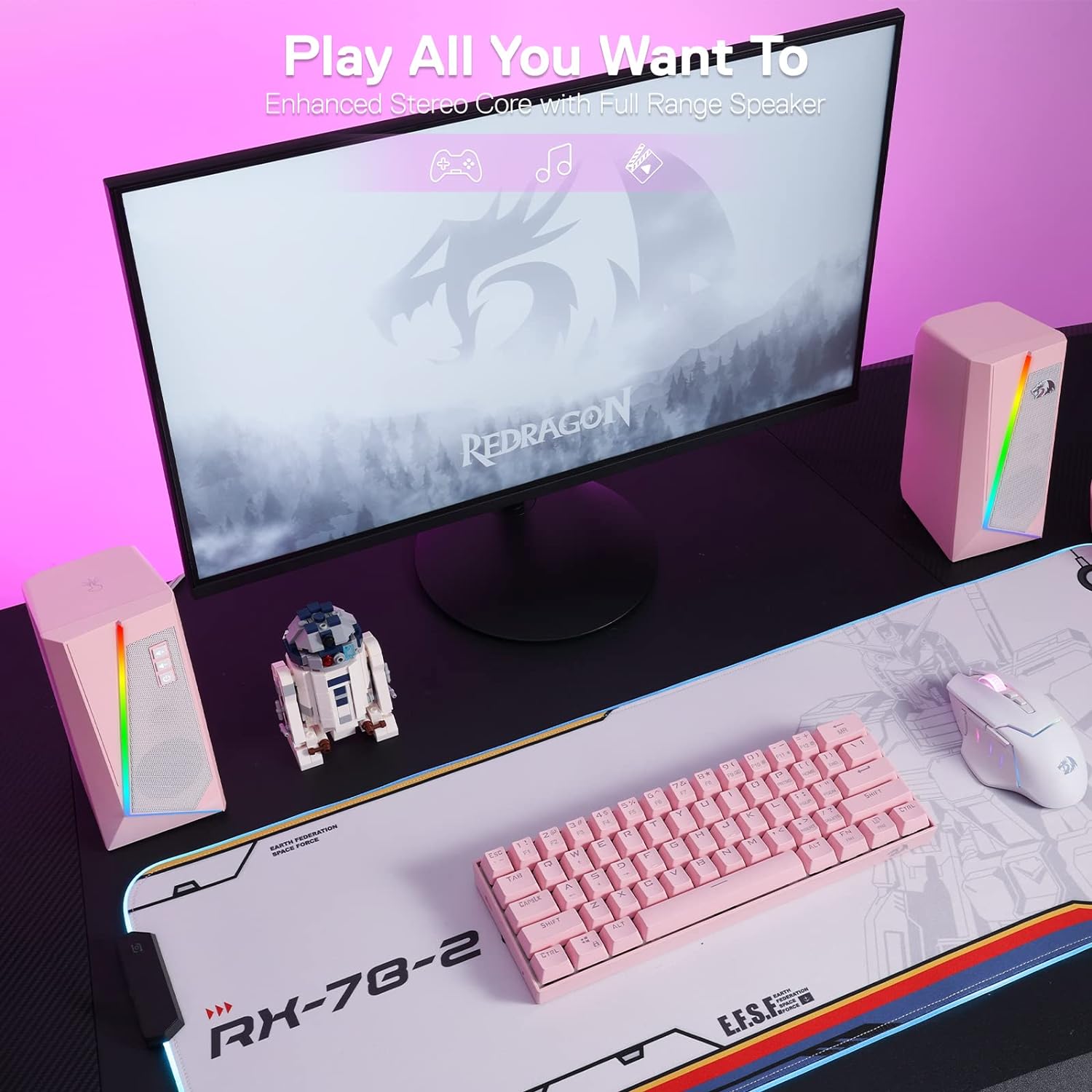 Redragon GS520 Wired 2.0 Channel Stereo Sound Desktop RGB Computer Speakers